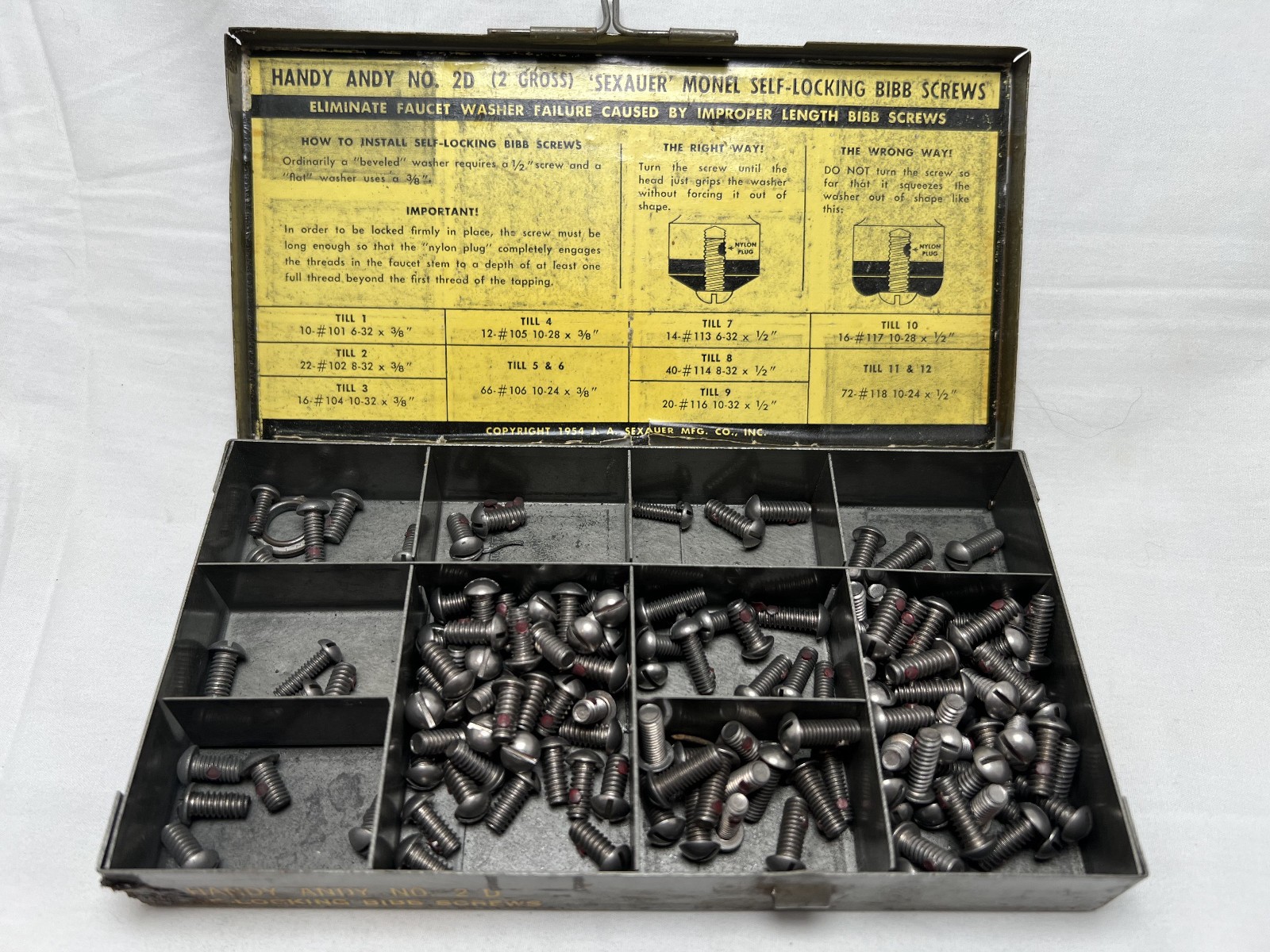 Vintage J. A. Sexauer HANDY ANDY No. 2 Bibb Screw Assortment