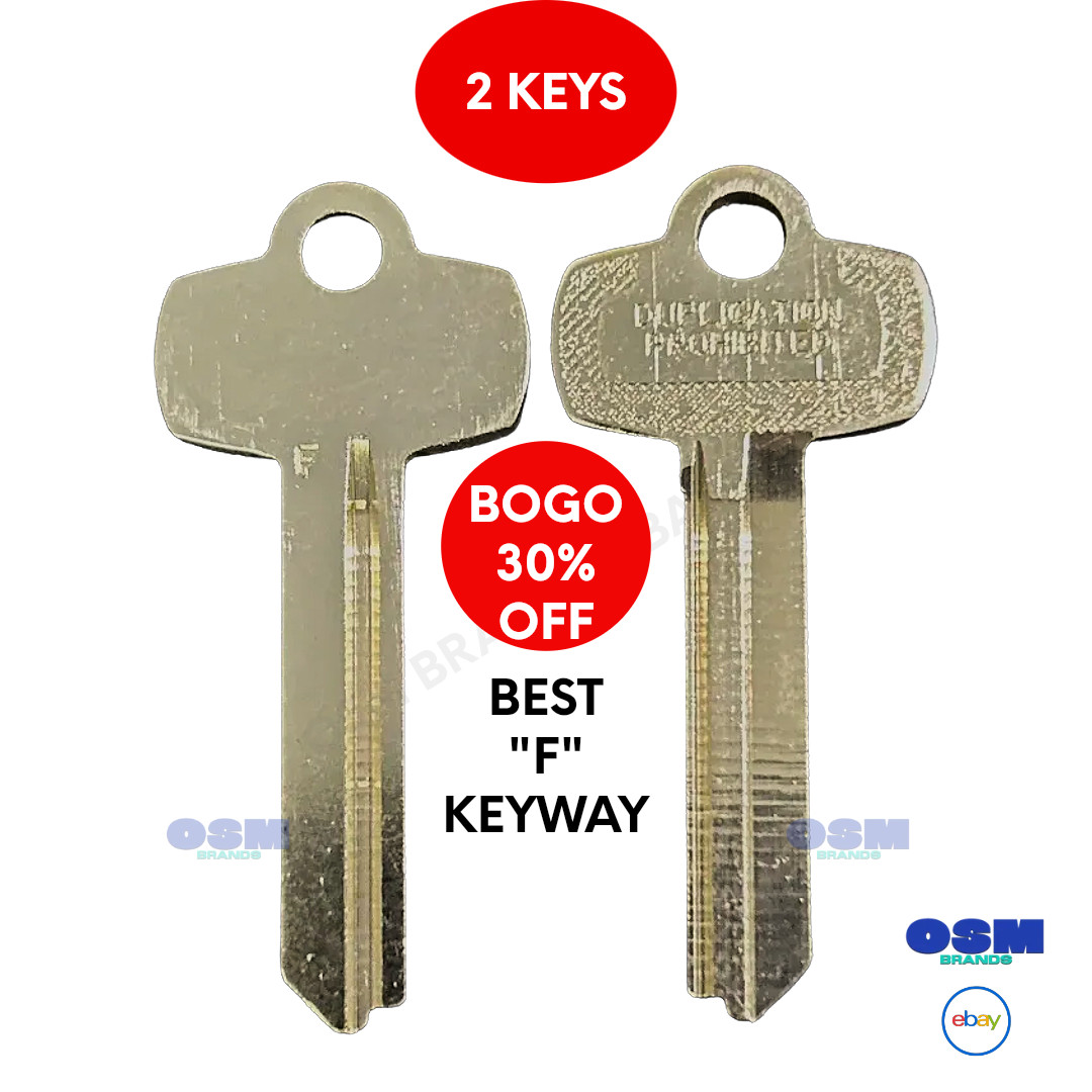TWO (2) FITS BEST KEY BLANKS FOR “F” KEYWAY-Stamped “Duplication Prohibited”