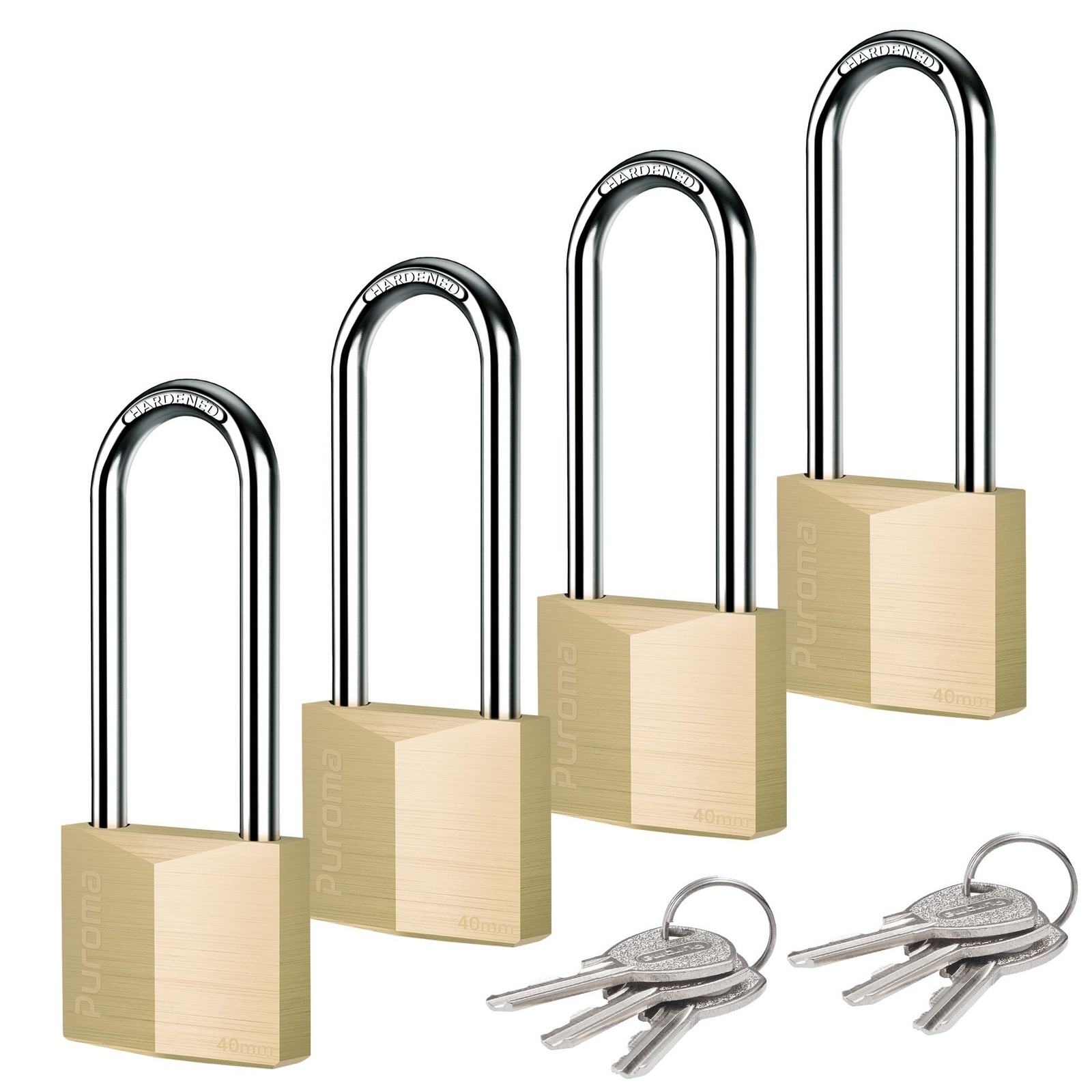 4 Pack Keyed Padlock Waterproof Solid Brass Lock, 2.6 Inch Padlock with Keys …