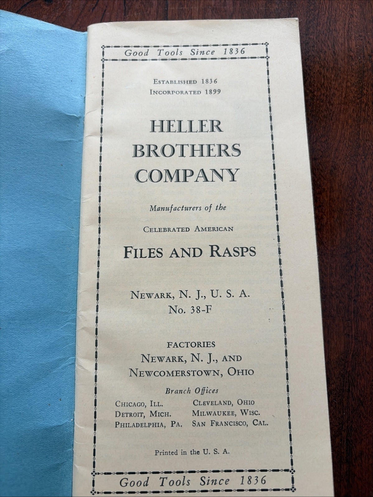 Vintage Heller Brothers Company, Files And Rasps, Tool And Price Catalog. 1938