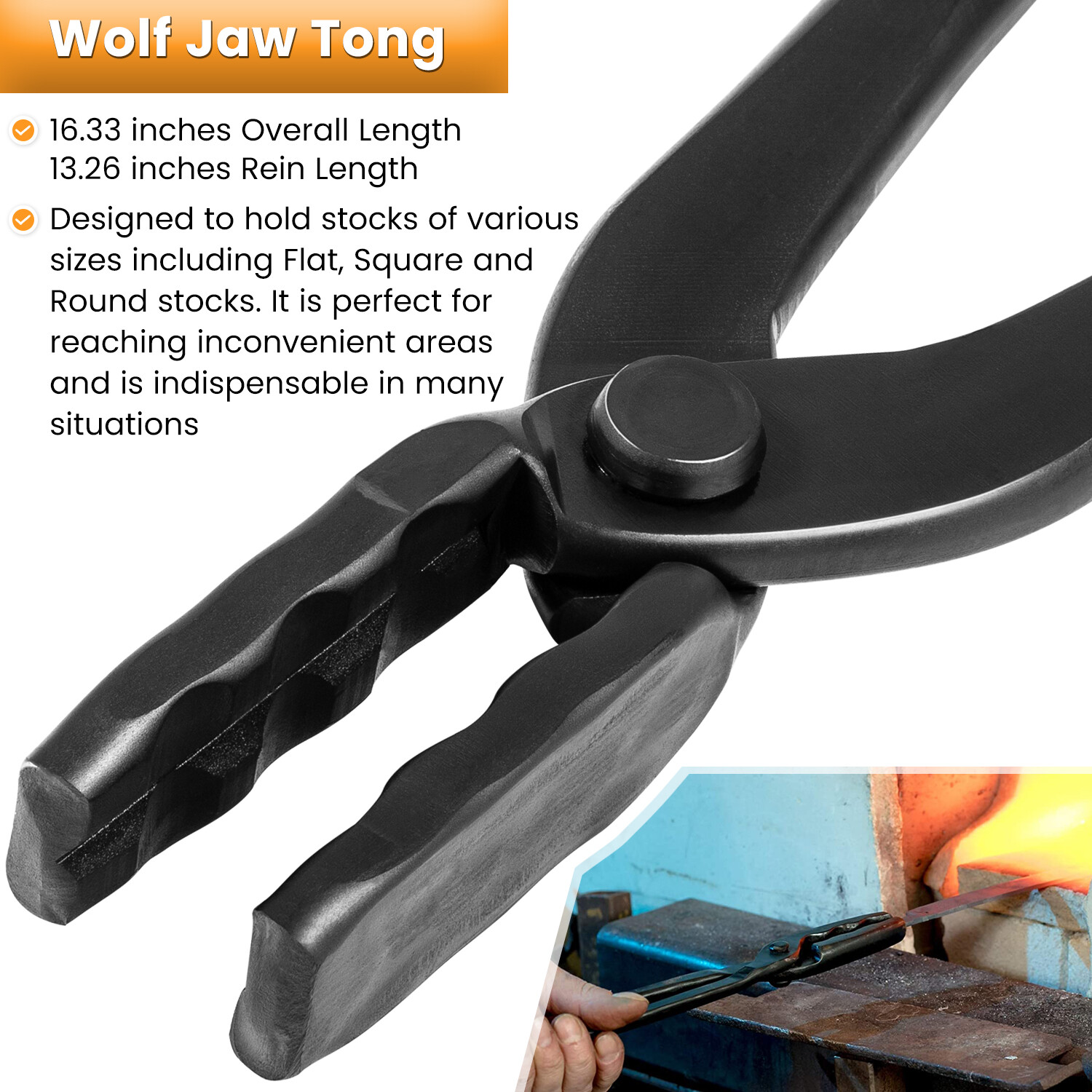 Knife Making Tongs Set Blacksmith Bladesmith Wolf Jaw V-Bit Tongs Kit Forge 2pcs
