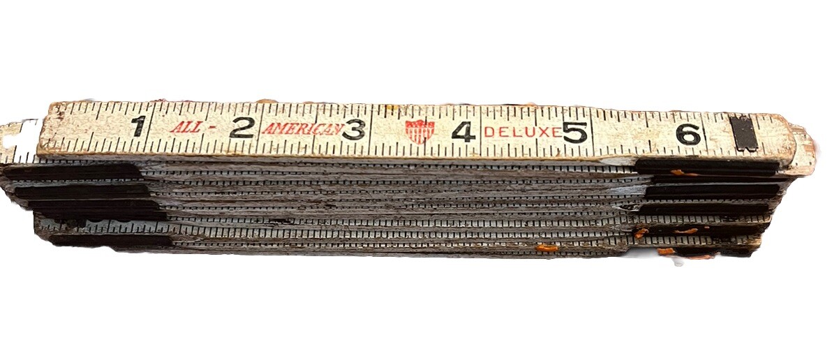 Vintage All American Deluxe Folding Ruler Zig Zag White Made USA
