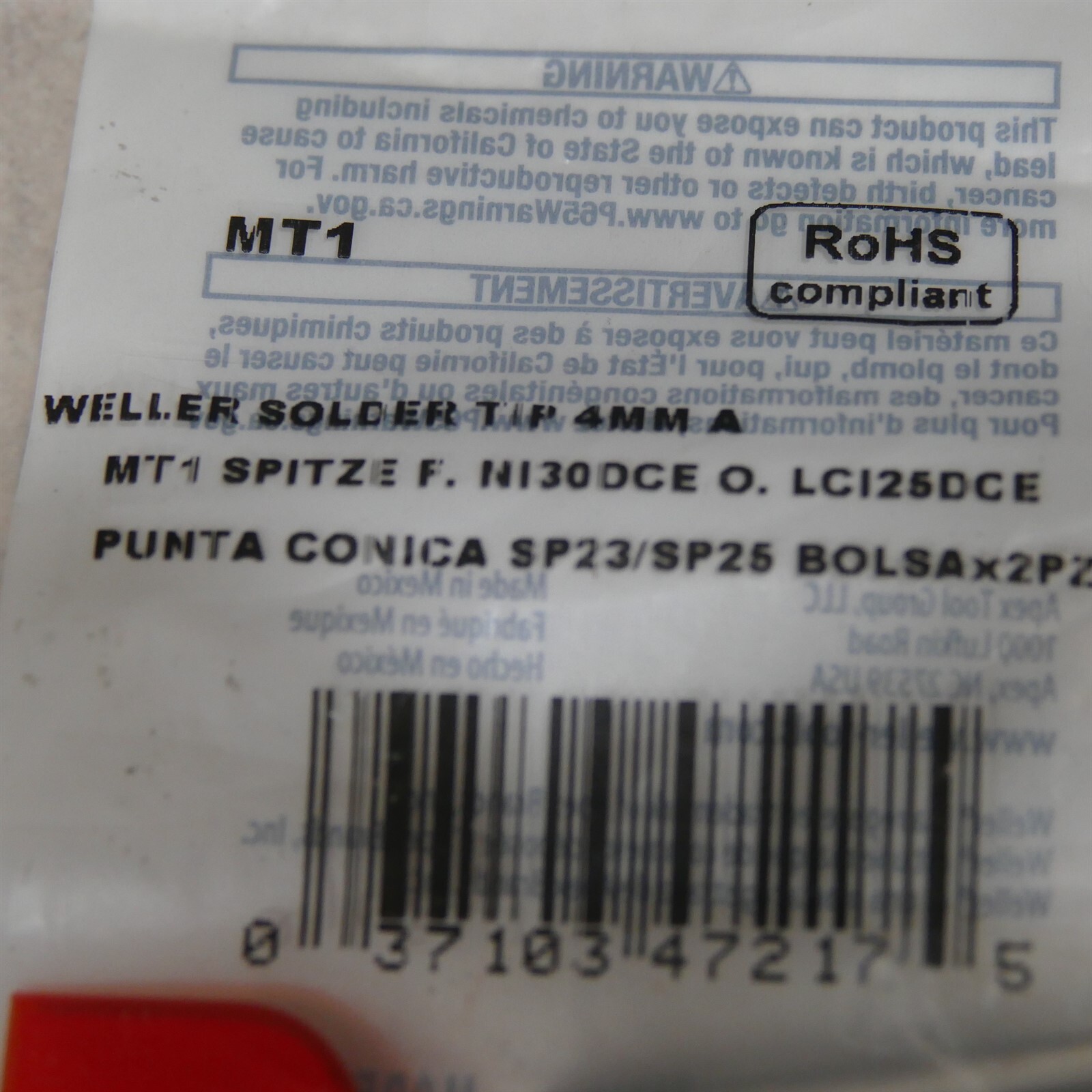 Weller MT1 Cone Shaped Replacement Tip ⅛” Dia. for Soldering Iron ~ 2 in Package