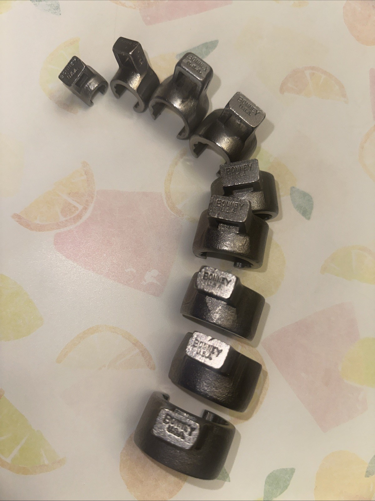 9pcs. BONNEY 3/8″ DRIVE VF12,16,22,24,26,28,30,32 And 34FLARE CROWFOOT WRENCH..