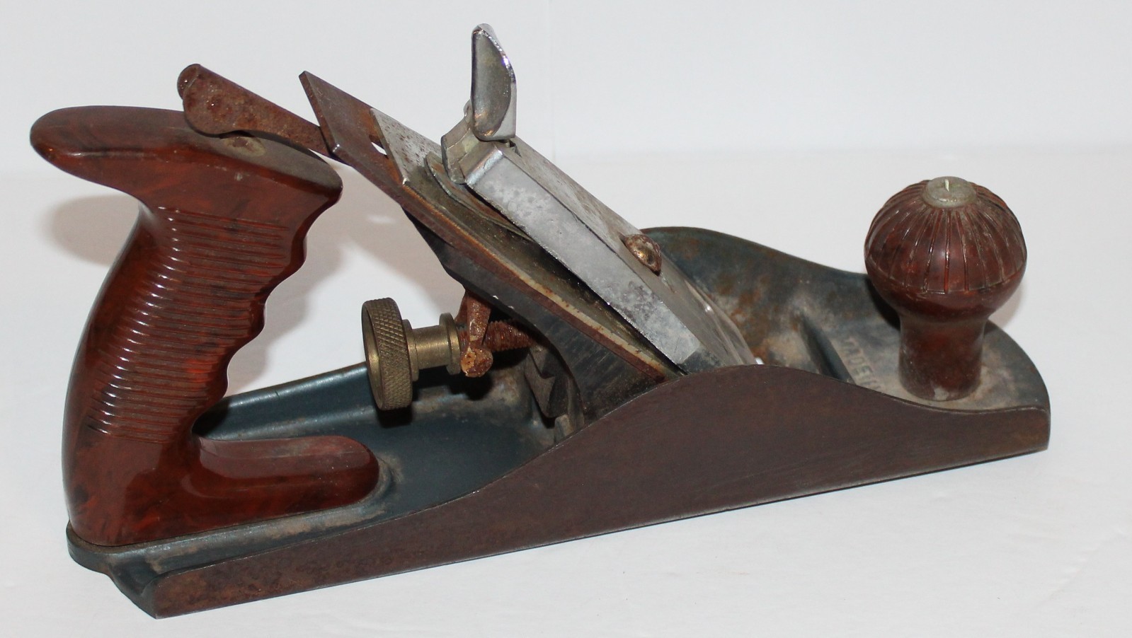 Early Wood Plane Craftsman? Early plastic handle & knob Made in USA 9.5″x2.5″ GC