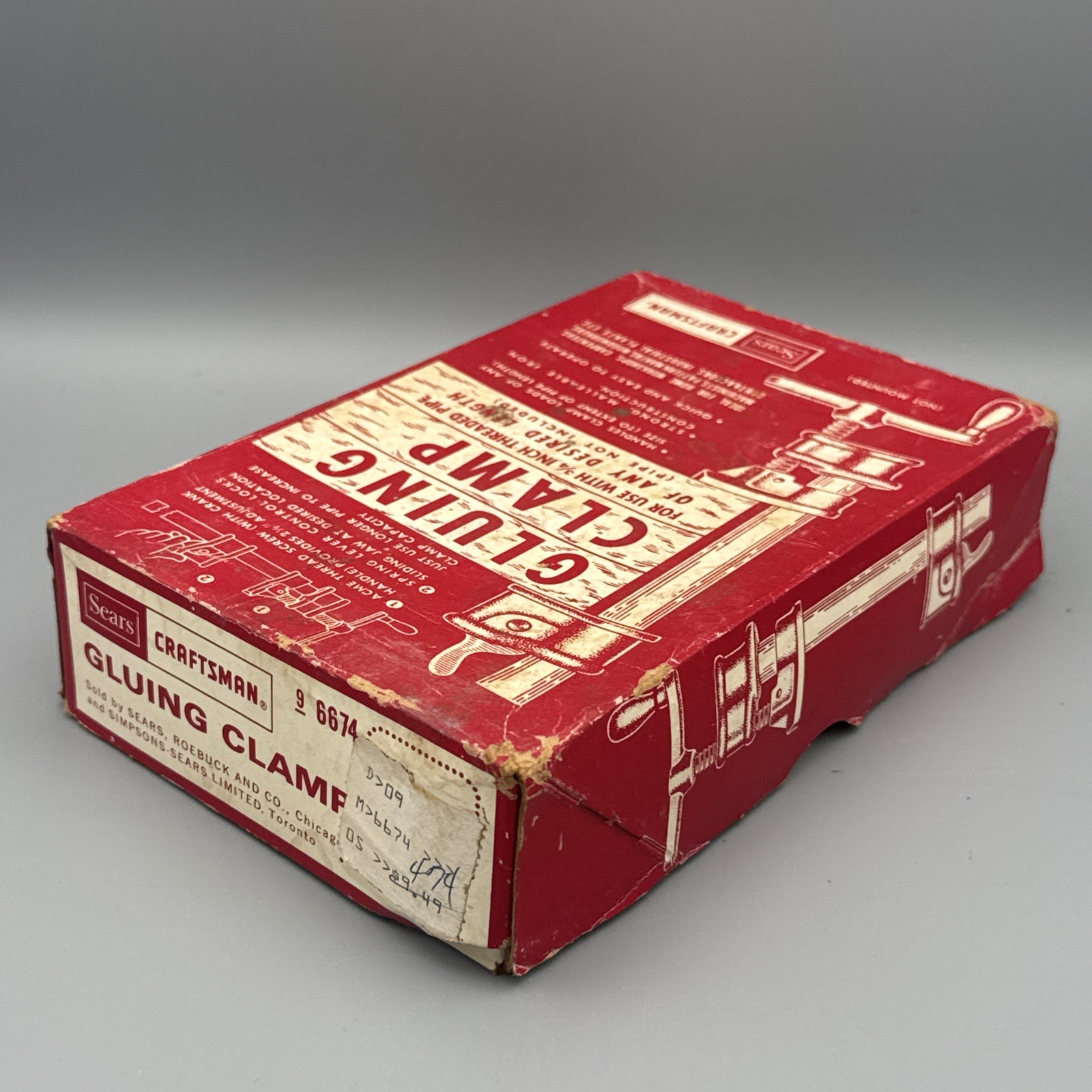 Sears Roebuck & Co. Gluing Clamp Tool -No-96674 in Red Original Box 6674 Vintage