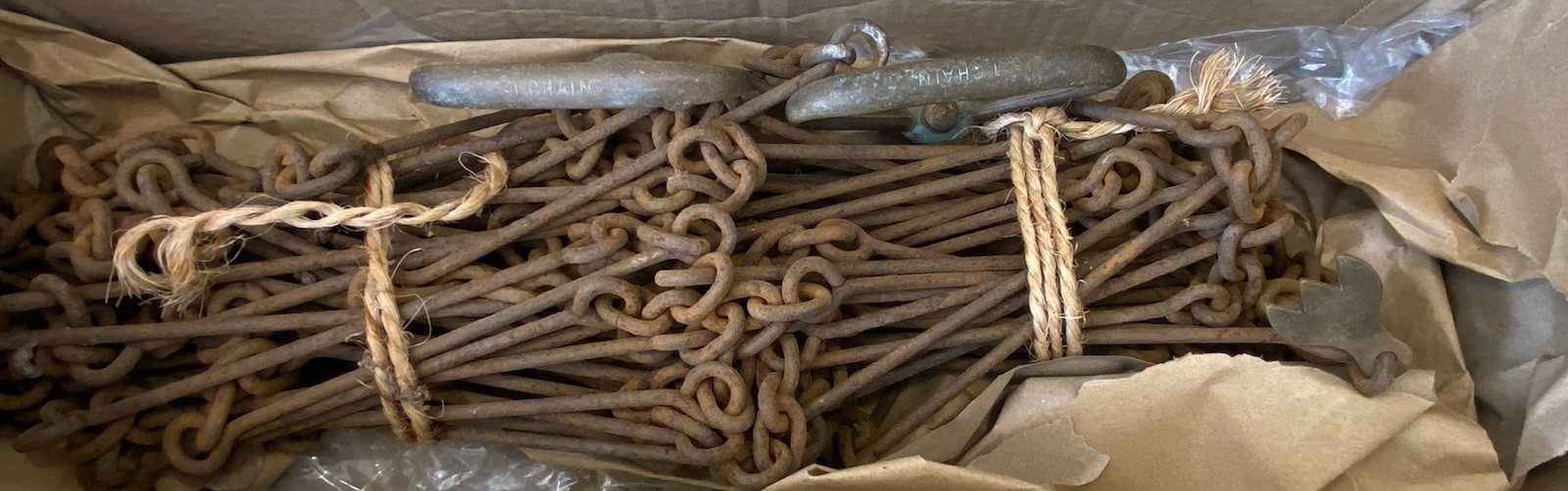 Antique Chesterman Sheffield 66ft Gunter’s Surveyor Chain 4 Pole Complete
