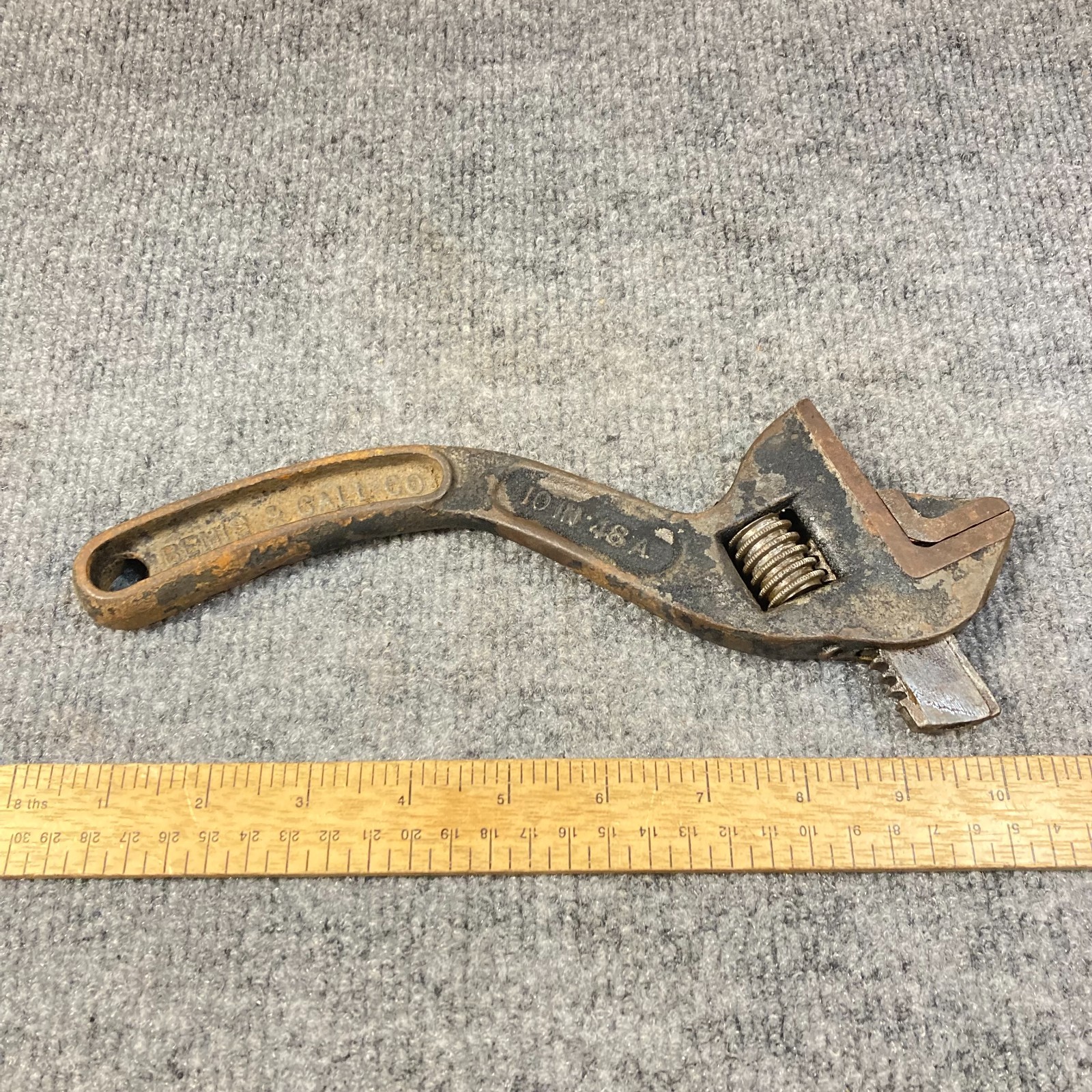 Vintage Bemis & Call B&C Wrench 10″ Curved Open Handle Adjustable #48A USA
