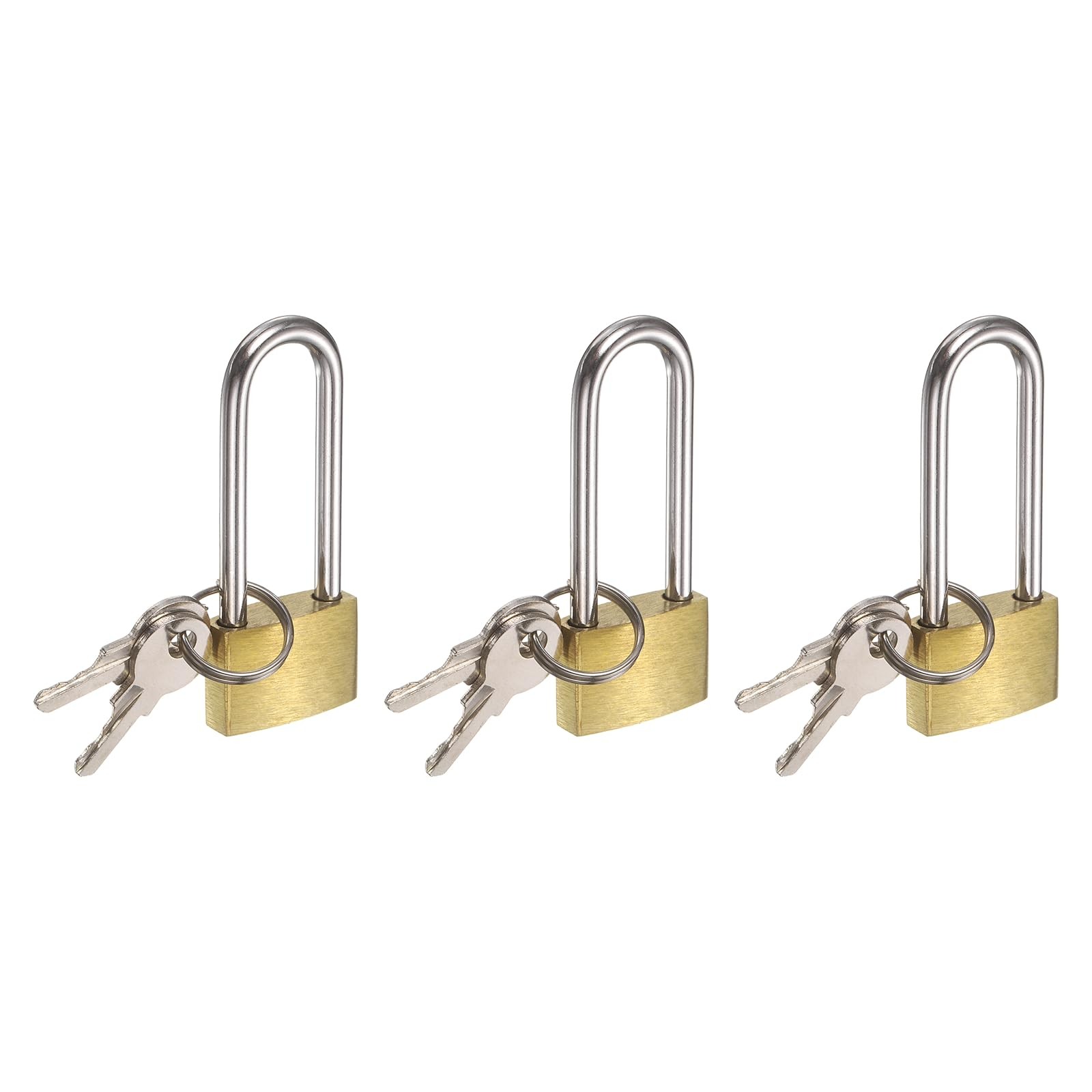Solid Brass Padlock with Keys, (13/16″ Wide Body 1.4″ Long Shackle, 3 Pcs), W…
