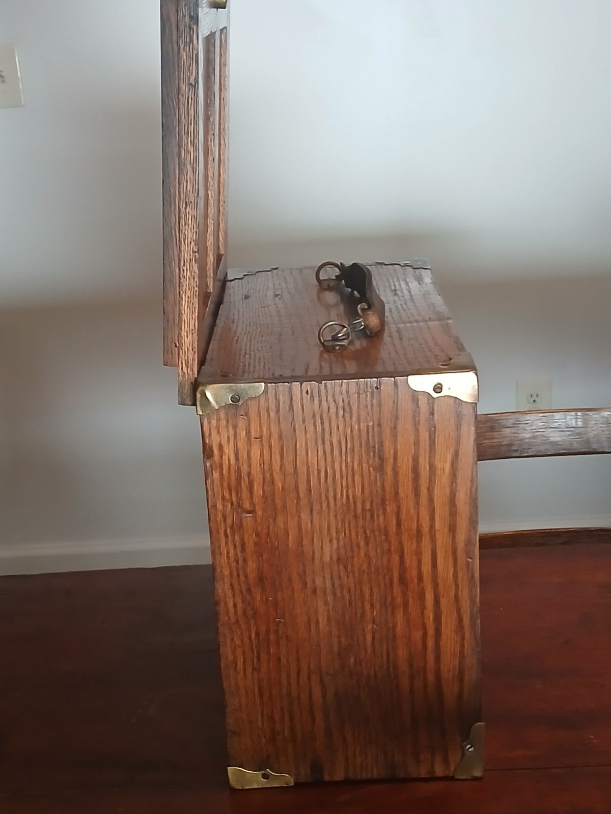 Antique 1/4 Sawn Tiger Oak Machinist Toolbox- Chest 4 Drawers – 14.5″x12.25