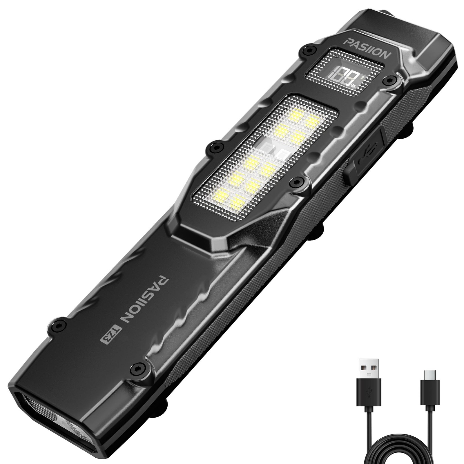 EDC Tactical Flashlight,1500 Cool White 6000K-7000K, Black (White Light）