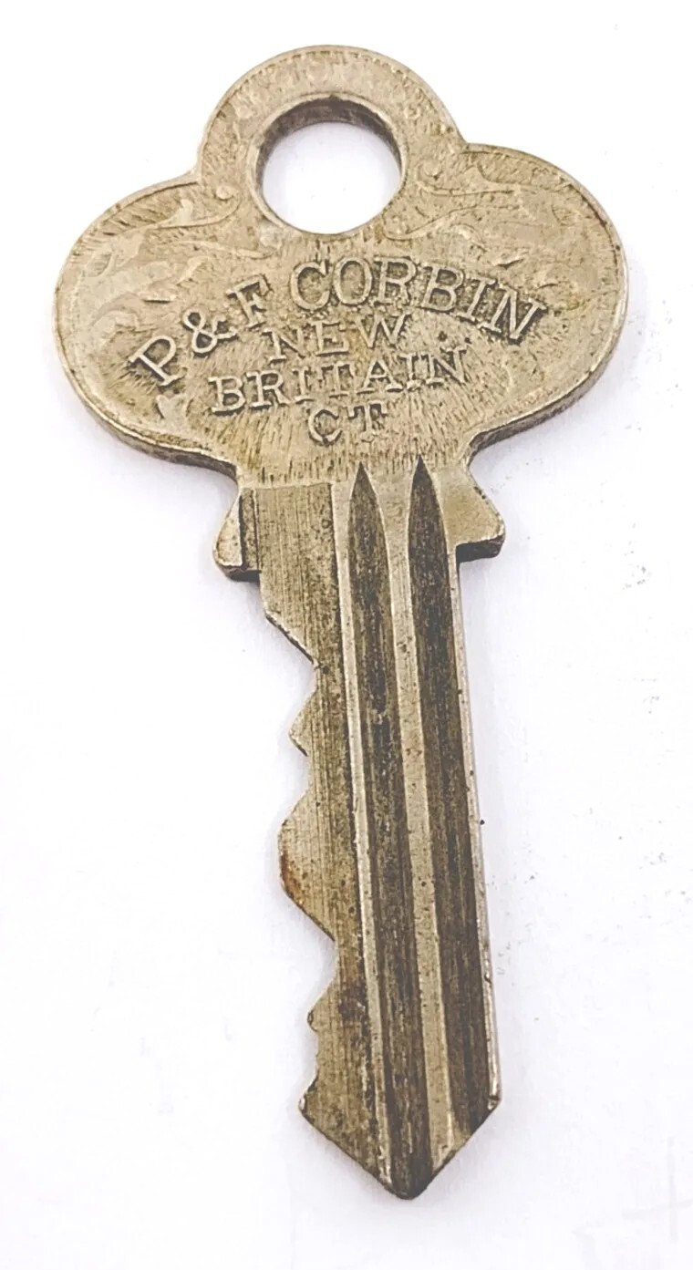 Vintage Brass Key P & F CORBIN New Britain Connecticut Appx 1-7/8″ Padlocks Door