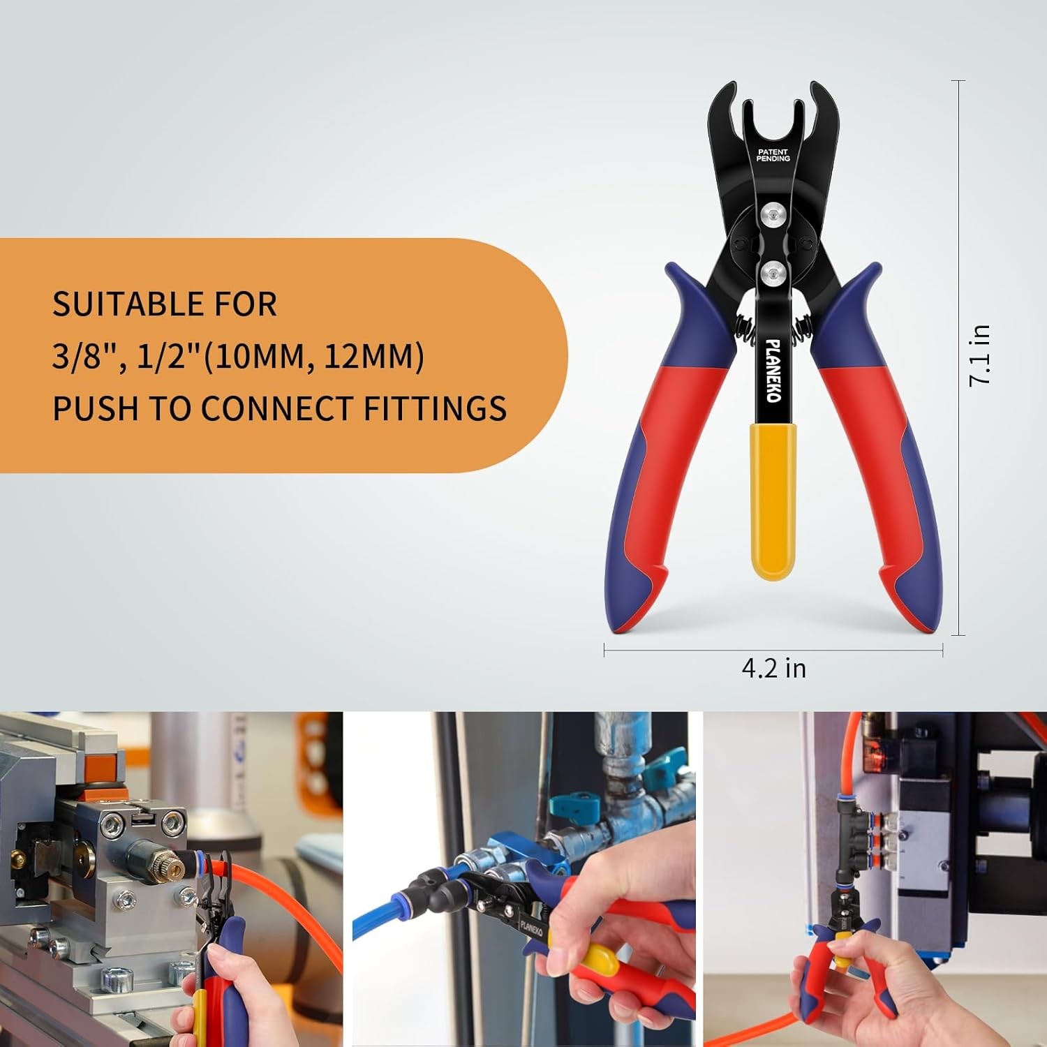 PLANEKO Air Line Pliers Push Connect Fitting Disconnect Tool 3/8 1/2 Inch Quick