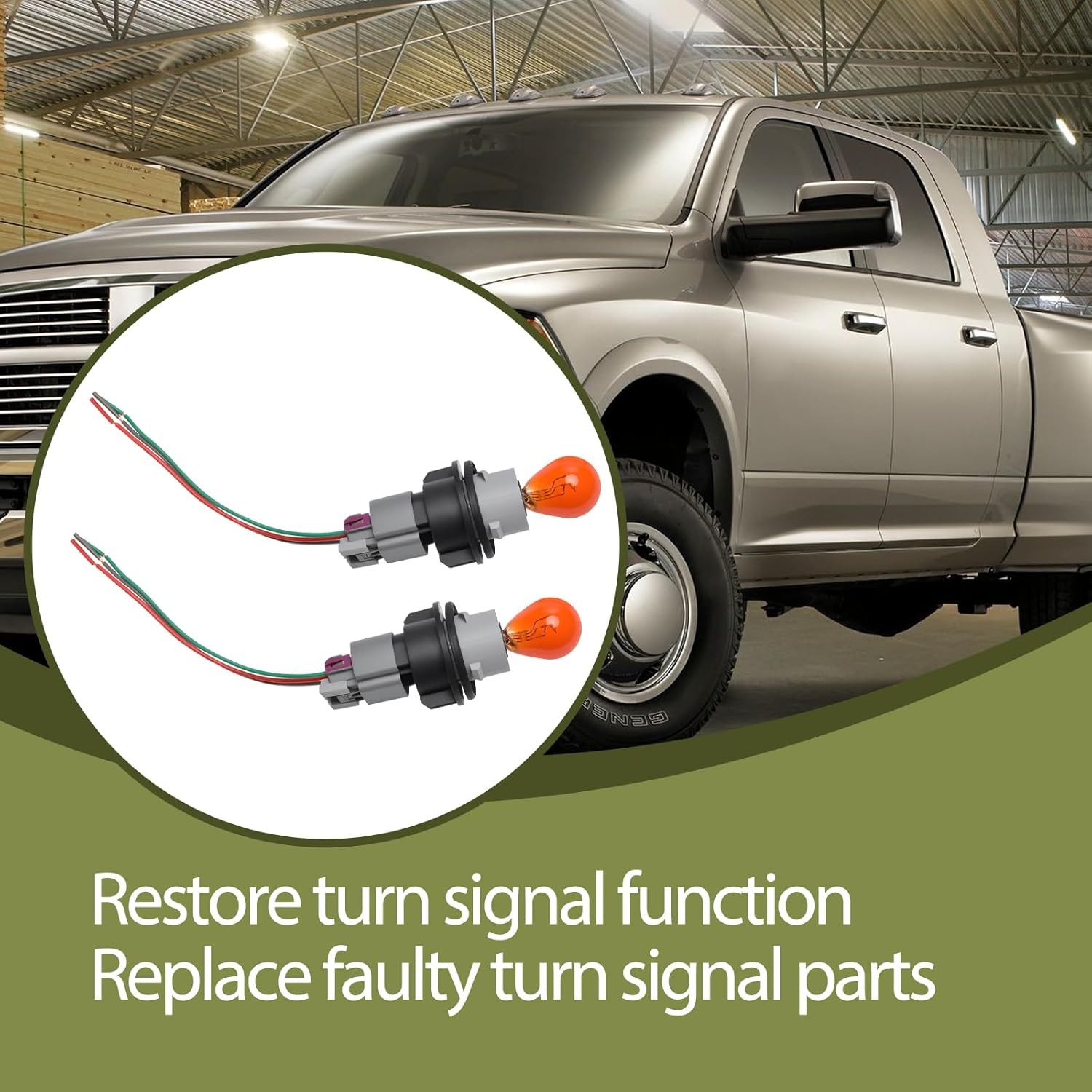 2PCS Turn Signal Light Socket Holder Kit with Wiring Harness & Bulb Compatible