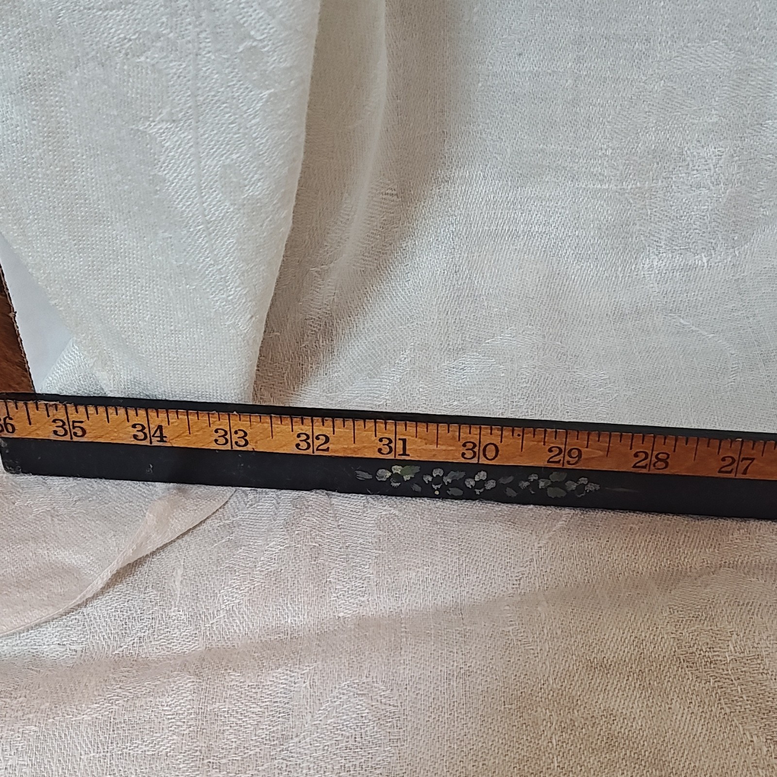 Vintage Original Wooden Yardstick Measuring Rule, Inch Markings, Floral Painted