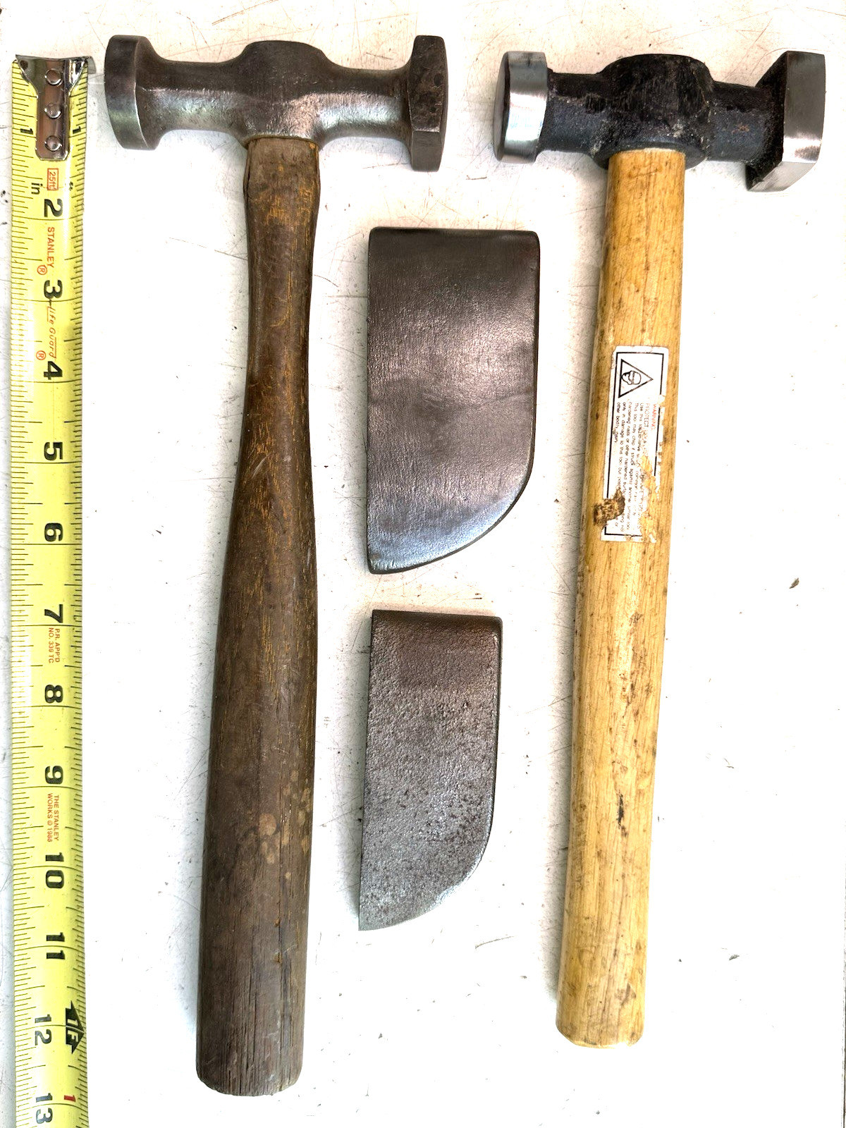 Auto Body Hammers and 2 Auto Body Dollies Unbranded