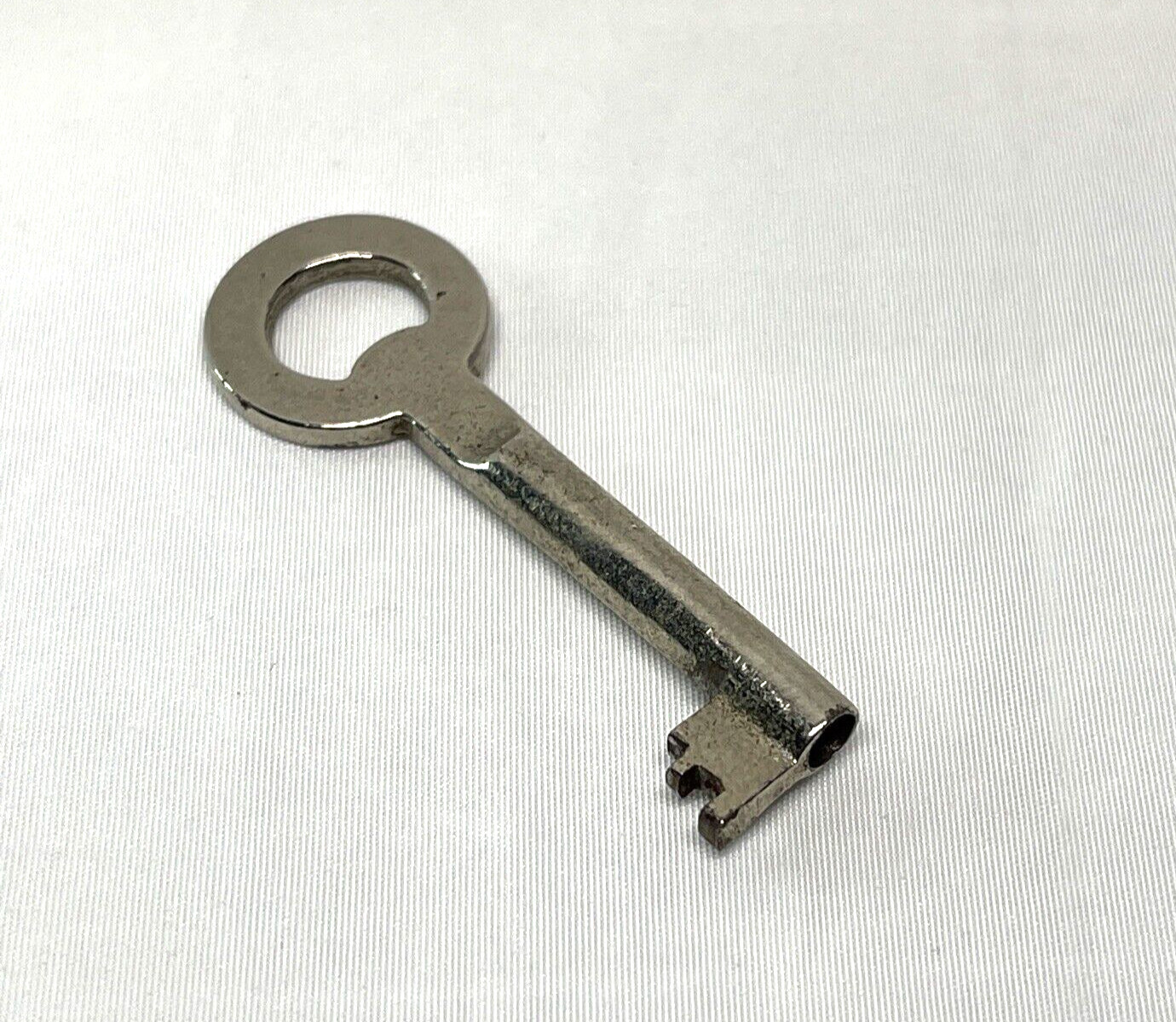 Vintage Open Barrel Skeleton Key 2″ Long Steel Silver-tone Clean