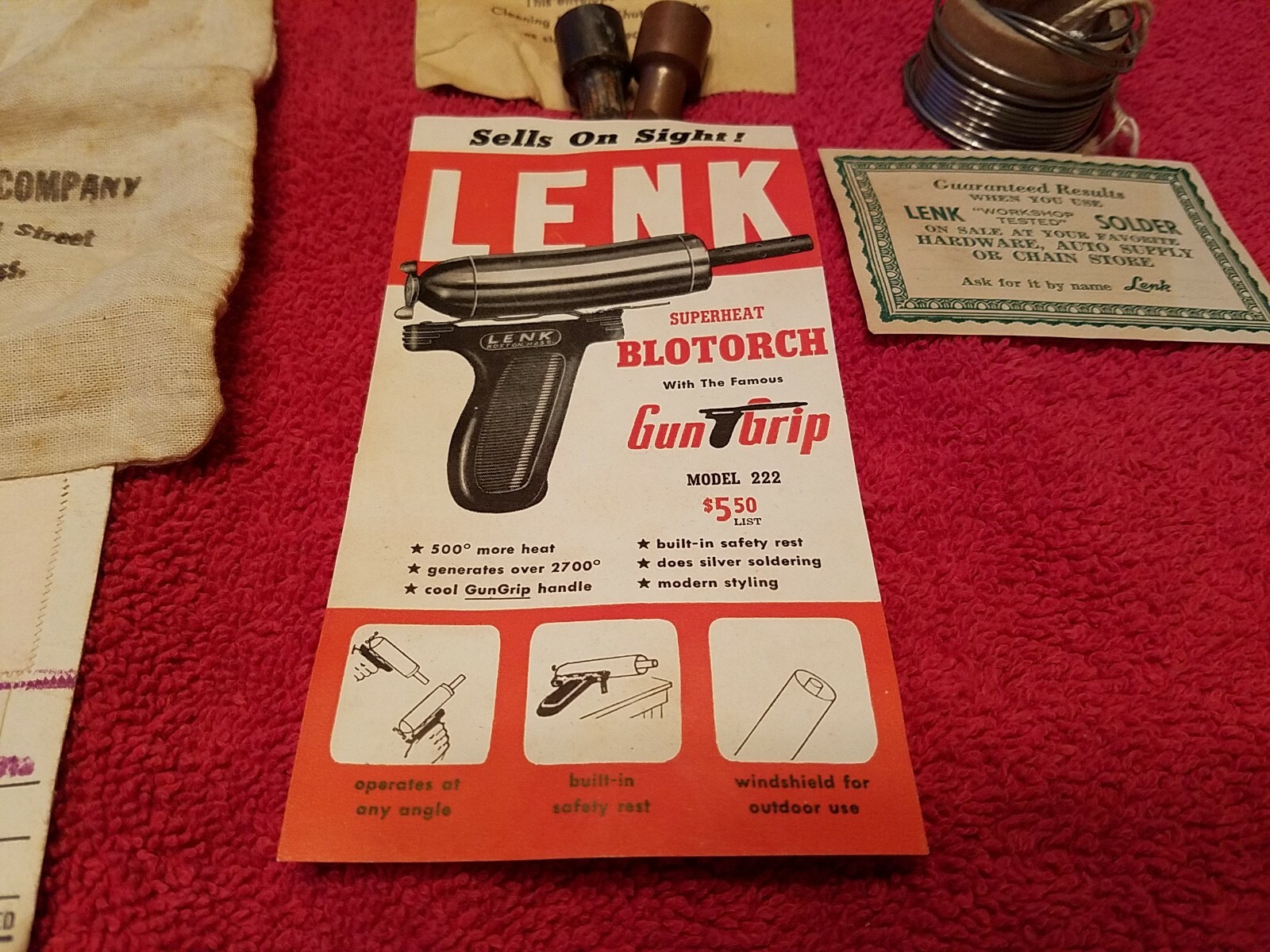 LENK PISTOL GRIP ELECTRIC SOLDERING IRON MODEL 375 WITH BOX & Paperwork Vtg USA