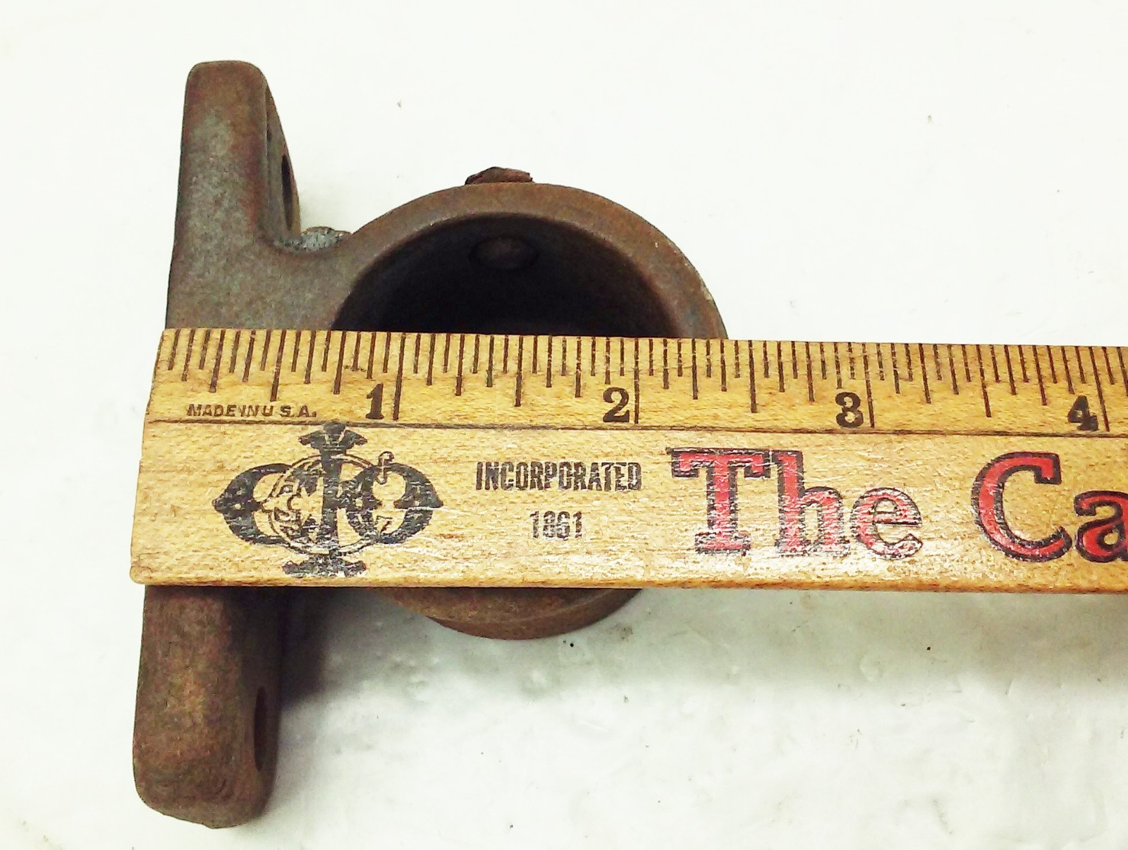 Vtg hand crank post drill press support mount end Bracket cap foot