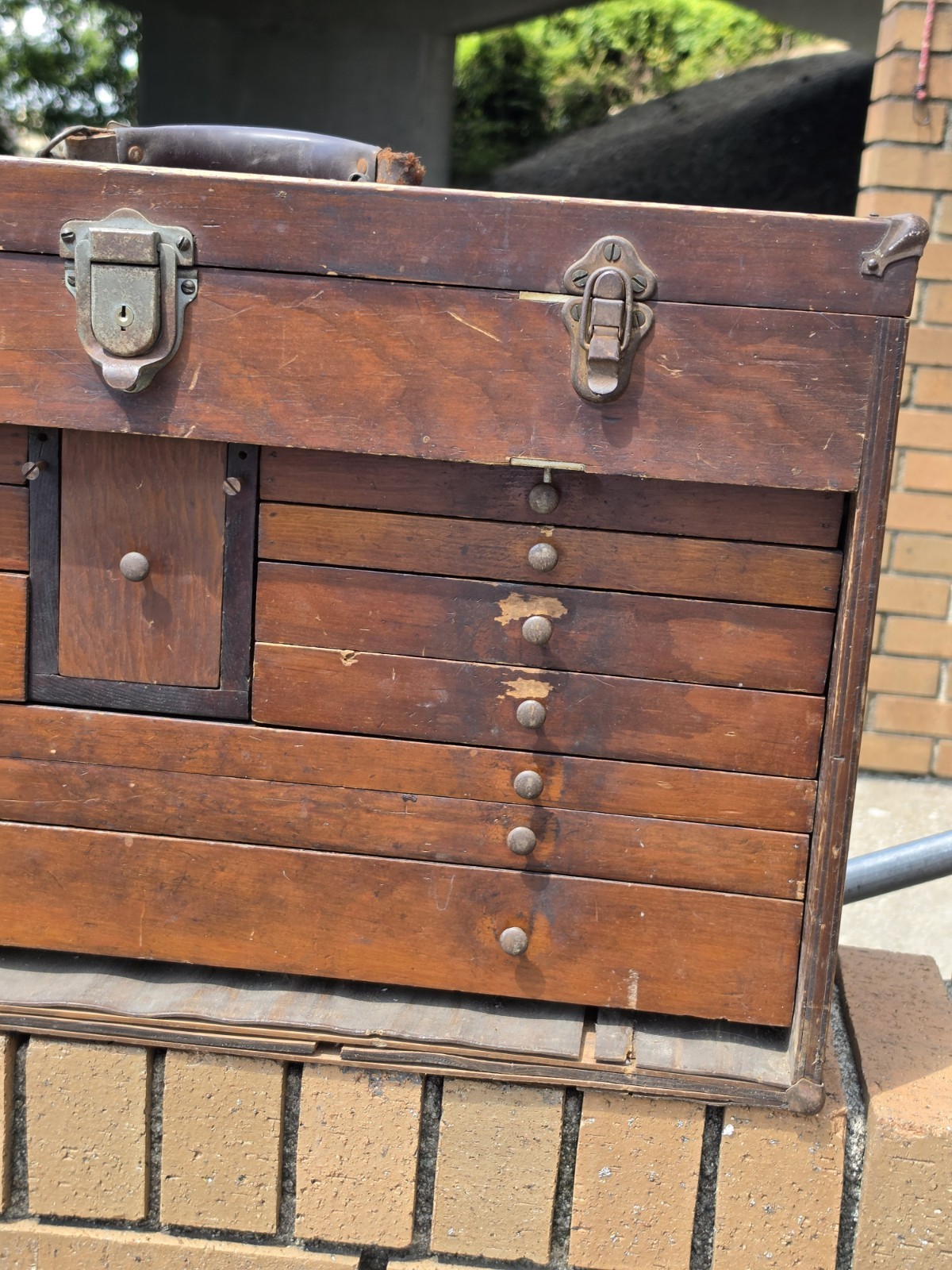 VTG Large Machinist Tool Chest Wood Gerstner Style Wood Box 50s 27x16x10 Inch