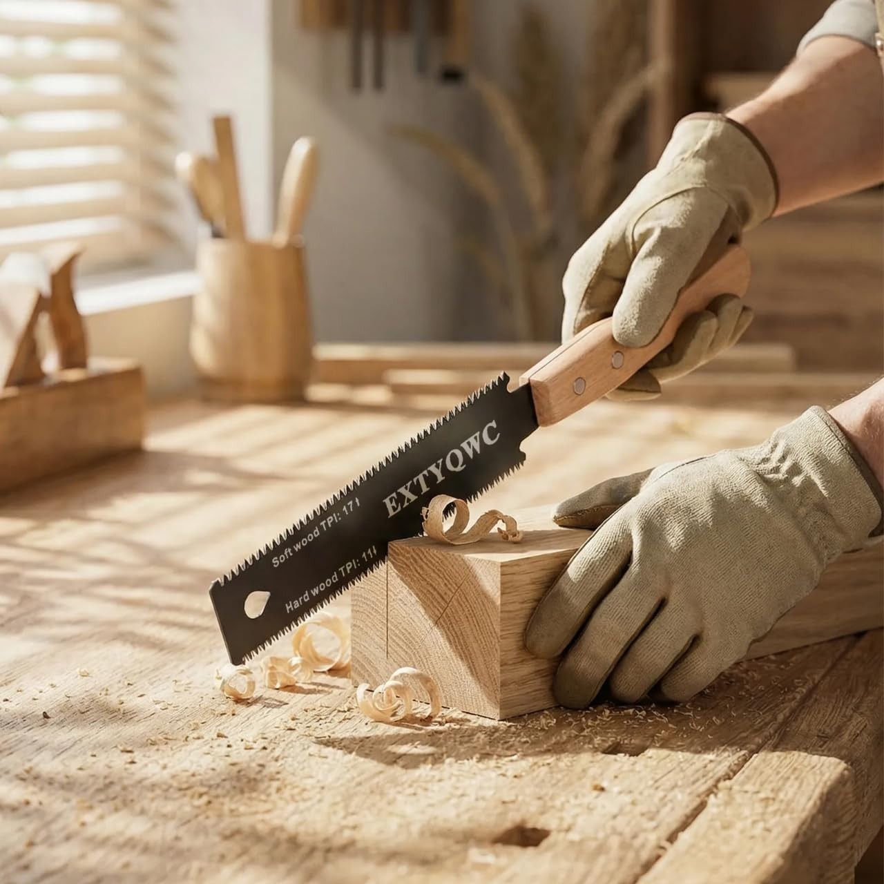 168-TPI Japanese Hand Saw: 6-Inch Double Edge for Hardwood & Softwood Cutting