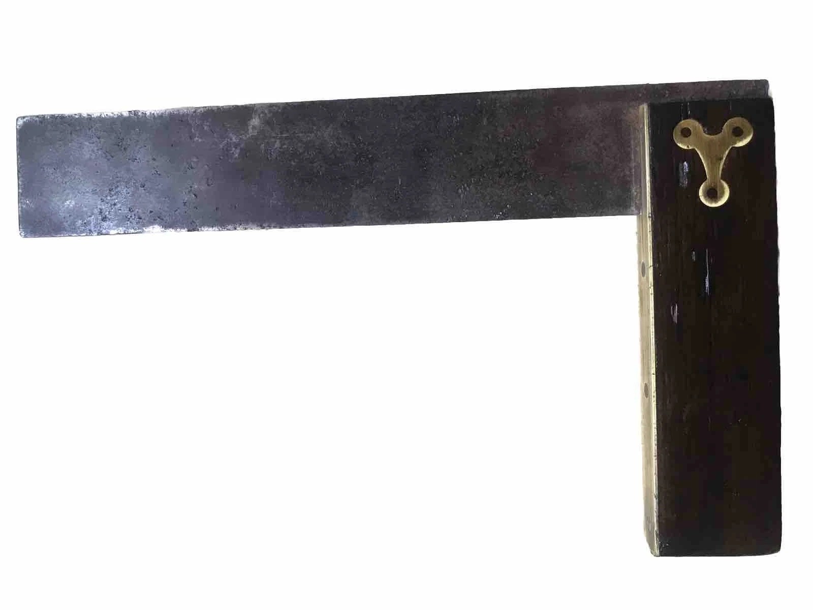 Brass and Rosewood 9” Try Square Old Antique Measuring Tools