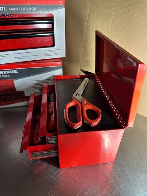 *NEW* U.S. GENERAL Mini Steel Toolbox, Red,*BRAND NEW IN THE BOX*
