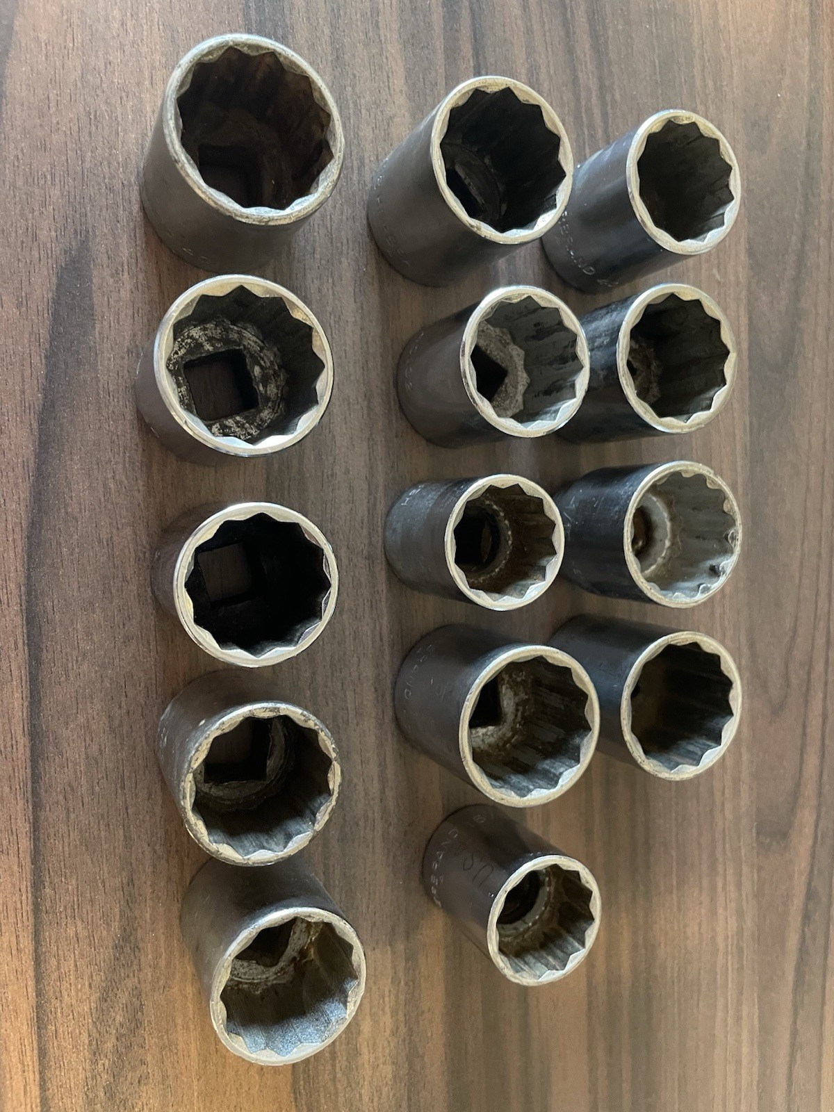 Lot Of 14-Vintage Herbrand Short Sockets, 1/2” Drive, Made In USA