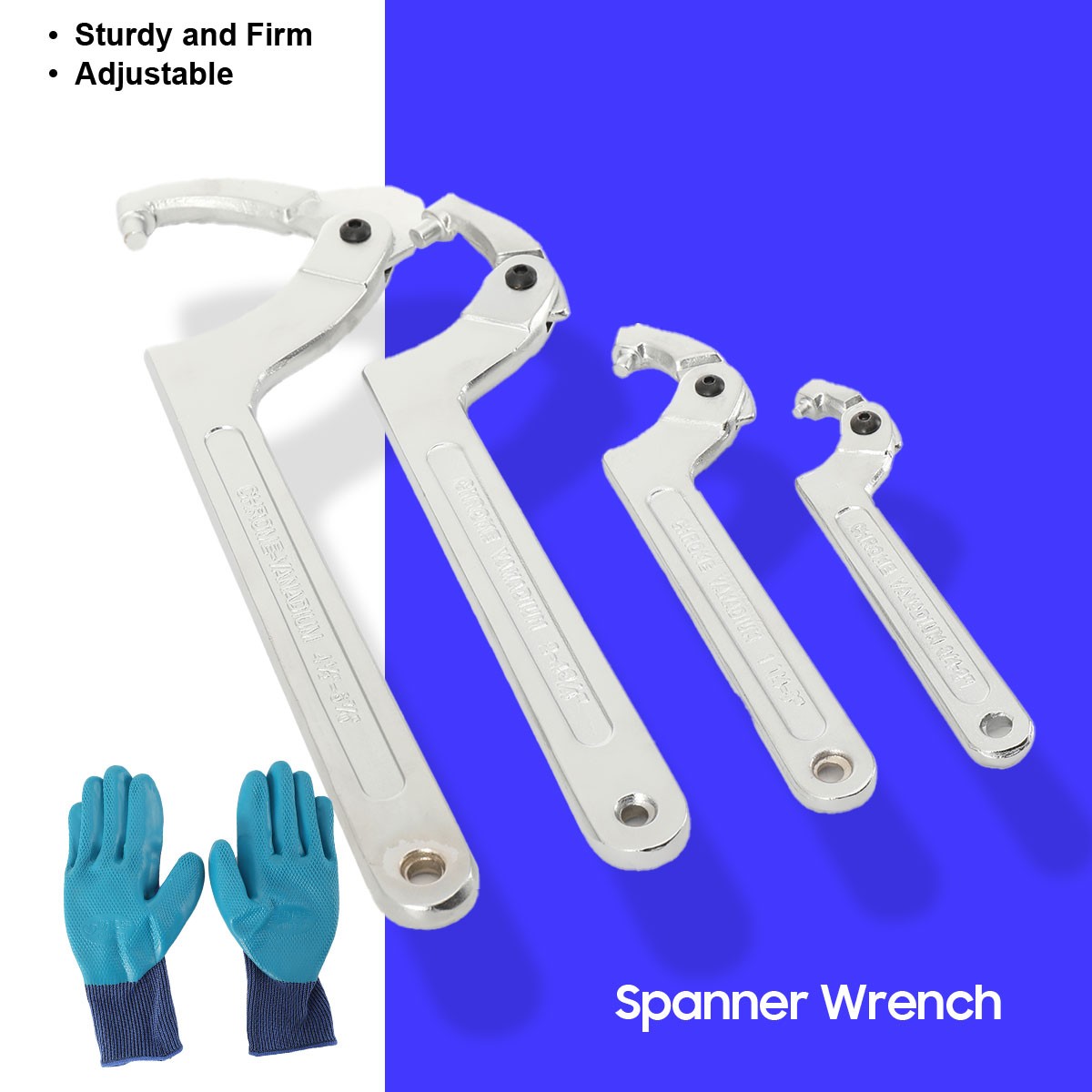 4× Adjustable Spanner Hook Wrench for Hydraulic Ram Cylinder Mechanical Machine