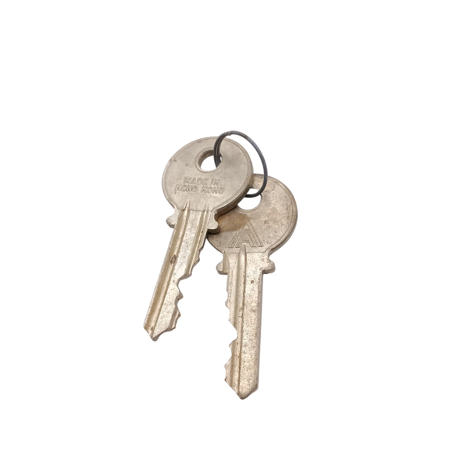 Vintage Pair Of Metal Keys With Original Ring Made In Hong Kong