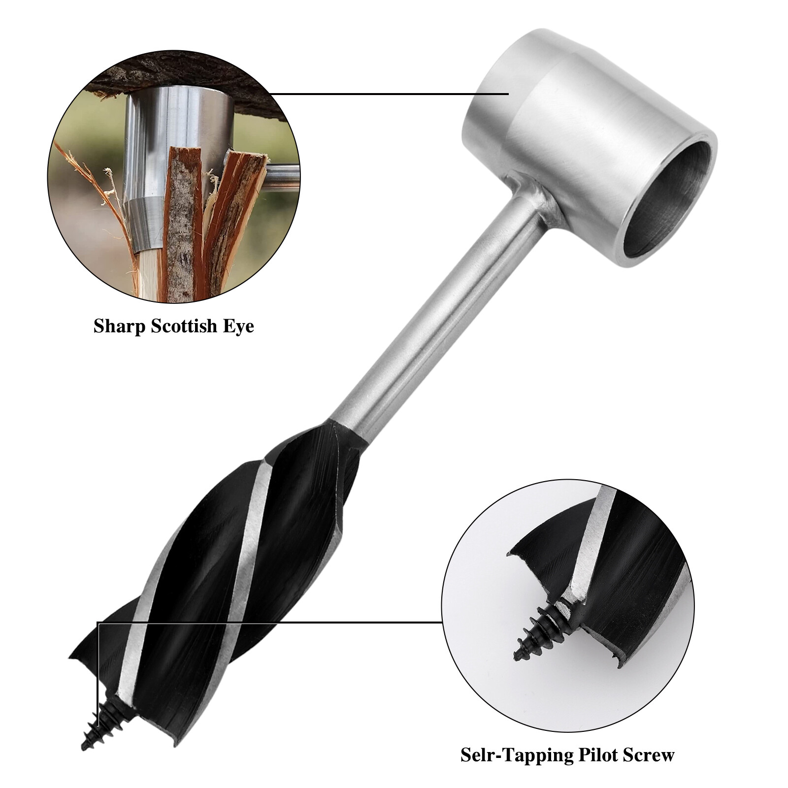 Manual Hand Auger Wrench Outdoor Survival Wood Drill Tool for Bushcraft handyman