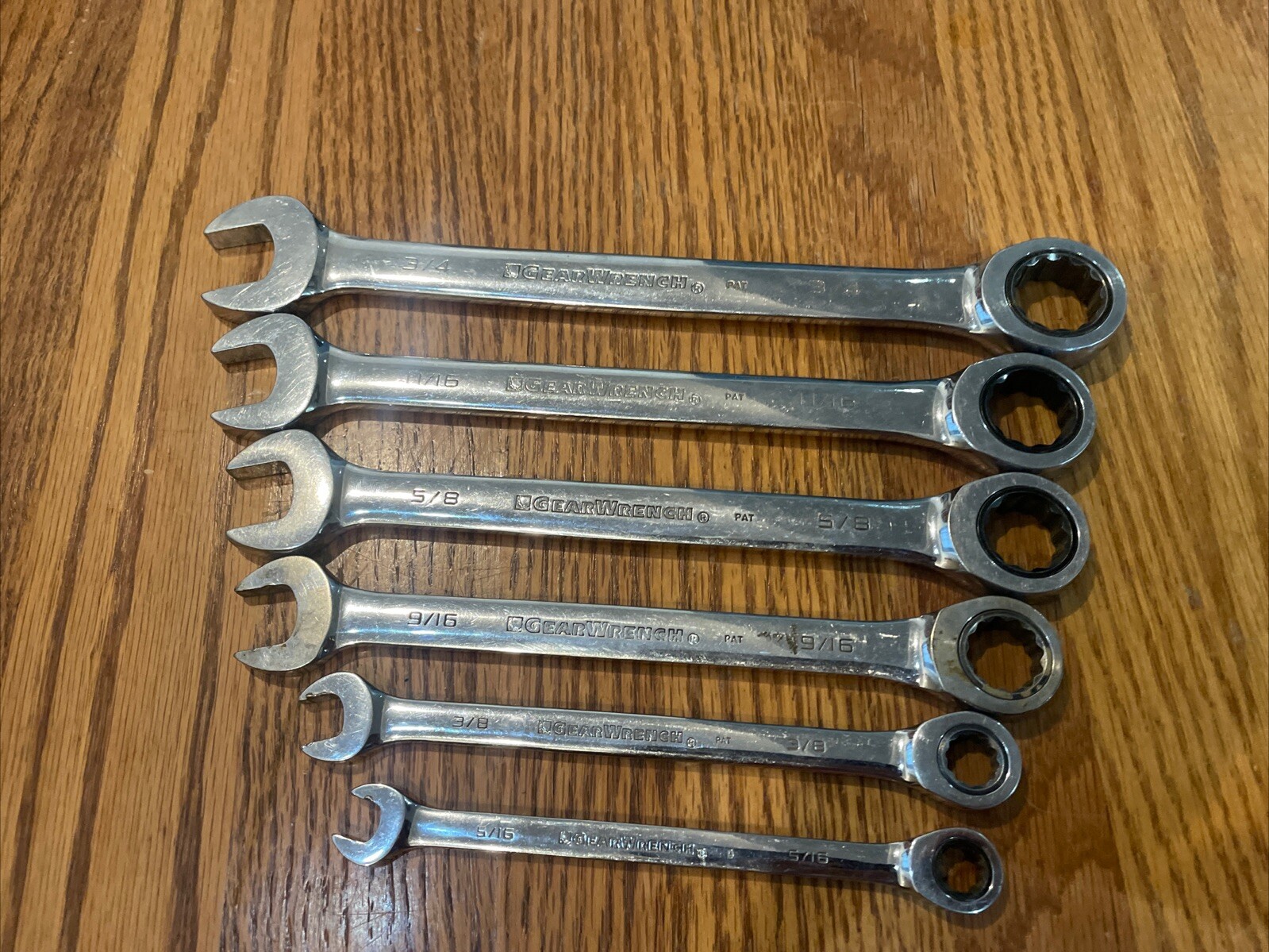 6-PIECE GEARWRENCH BOX END COMBINATION RATCHETING WRENCHES 5/16” TO ¾”