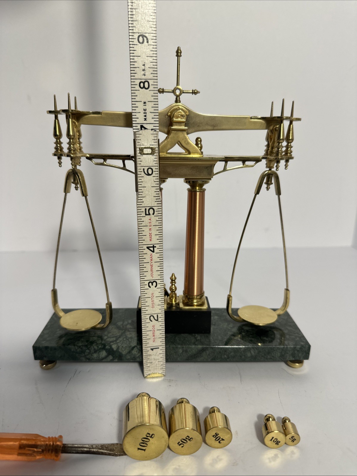 Franklin Mint 150th Anniversary California Gold Rush Brass Balance Scale Weights