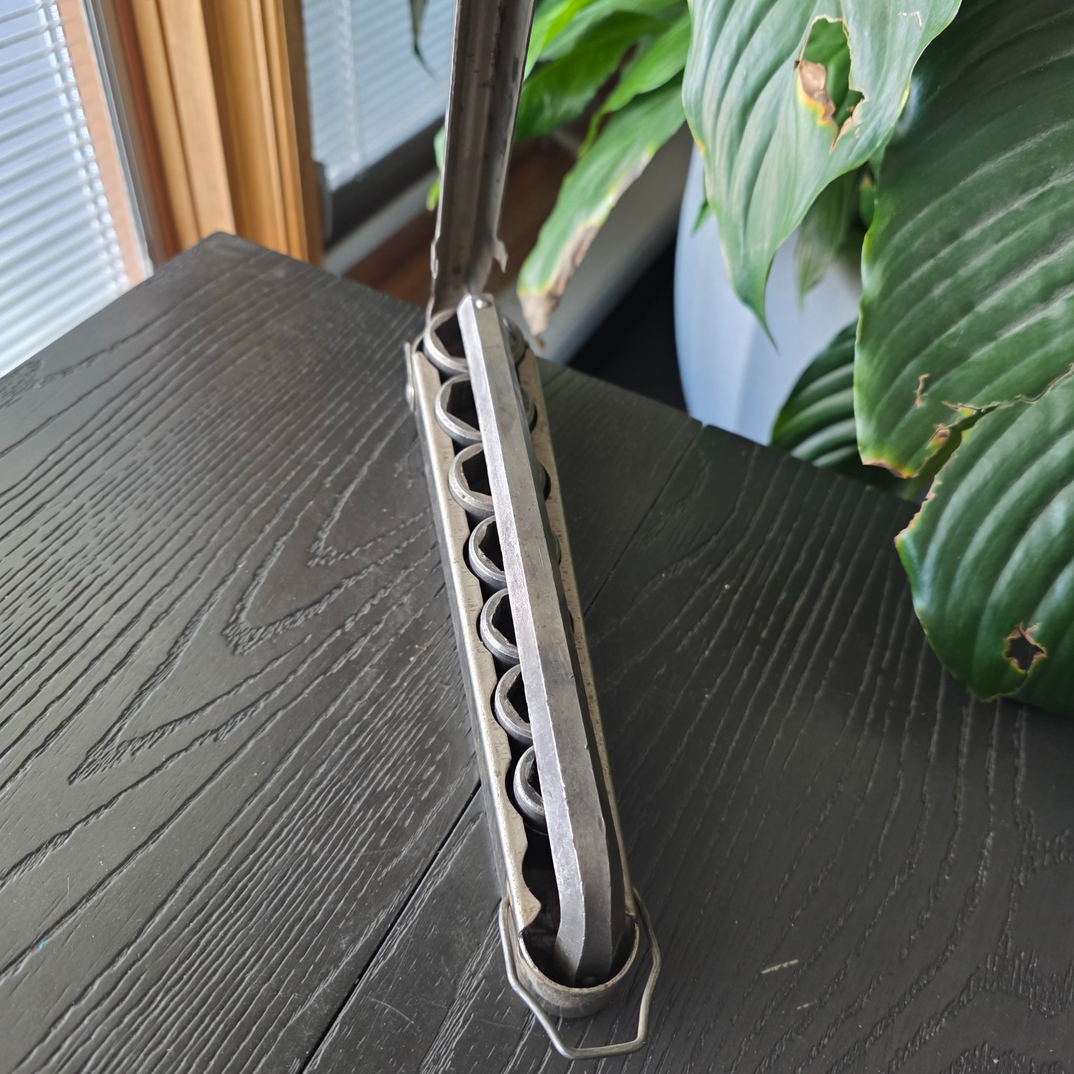 Vintage Industrial Hex Socket Set Folding Metal Holder L-Handle USA Incomplete