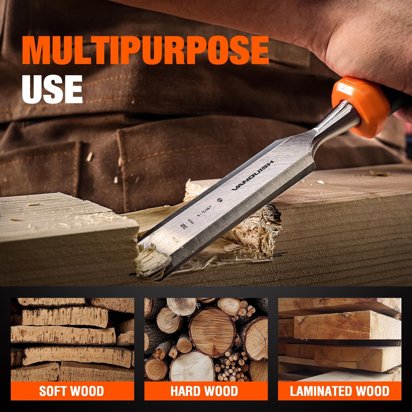 VANQUISH Bevelled Blades Wood Chisel 1/2 Inch Mortise Chisel with Steel Strik…