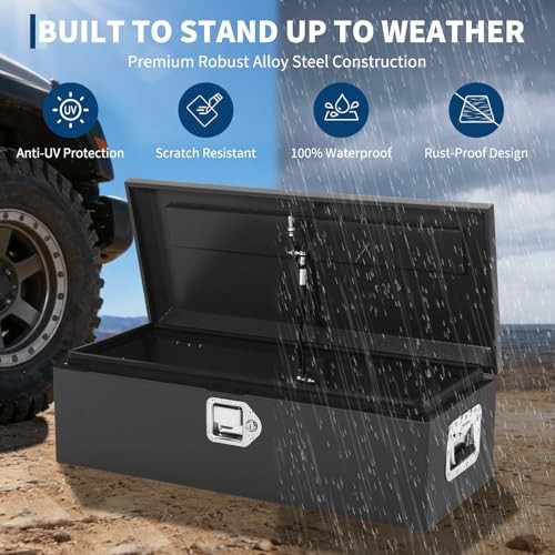 Heavy Duty Steel Metal Tool Box 20″ for Truck Bed, Locking 20x12x9.6 Inch BLACK