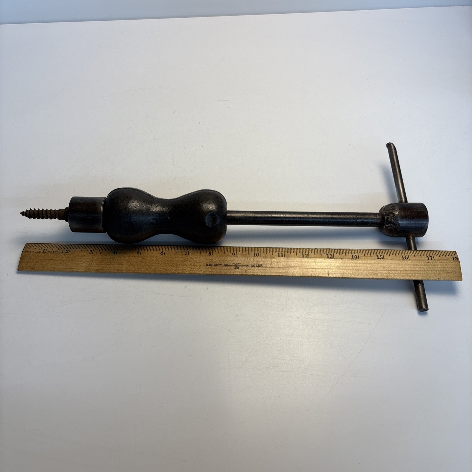 Vintage Slide Hammer Auger Screw Puller 7 lb Heavy Duty T-Handle