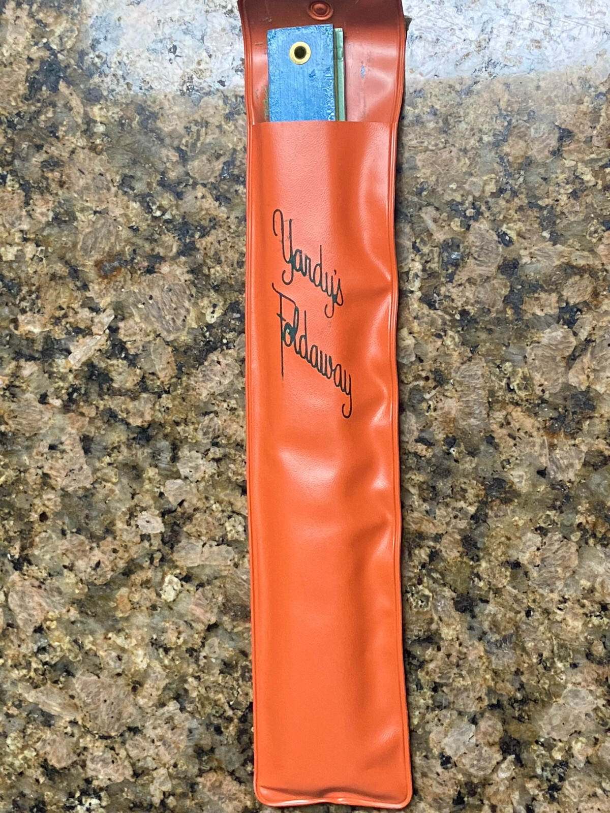 Vintage 1960s Yardy’s Foldaway Wooden Folding Yard Stick w/ Orange Vinyl Case