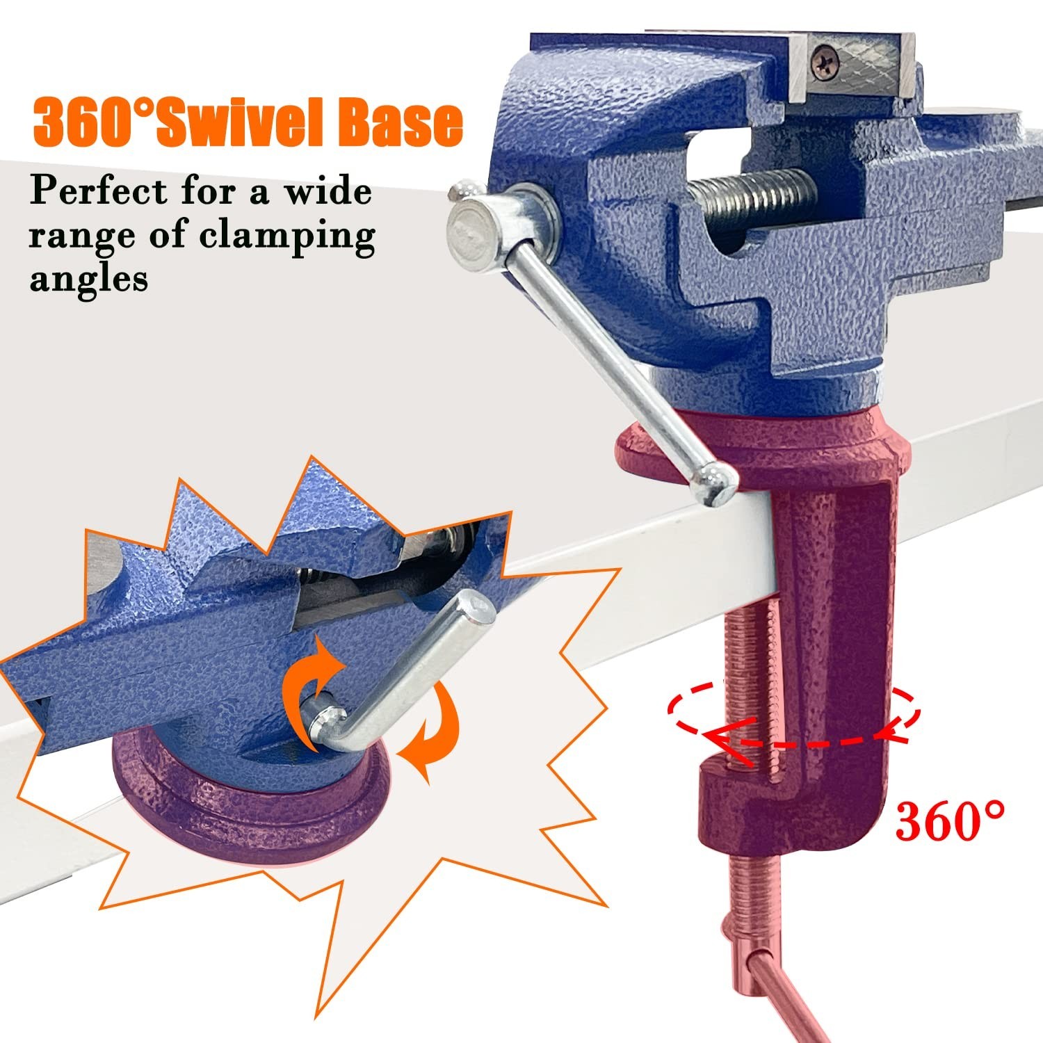 Sutekus Home Vise Clamp-On Vise Heavy Duty Bench Vise Universal Table Vise 36…