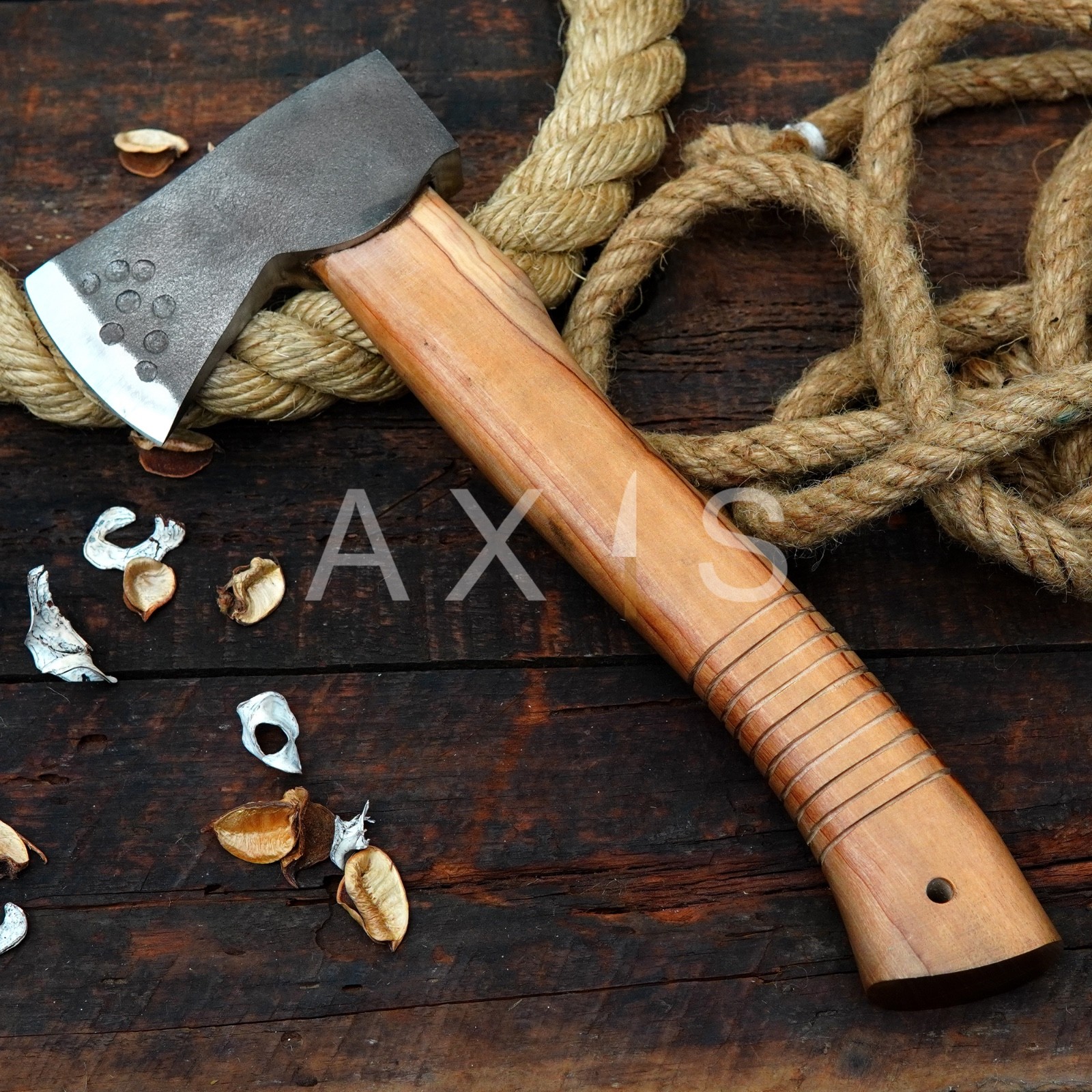 Carbon Steel 1070 Throwing Axe With Olive wood Handle with Leather Sheath