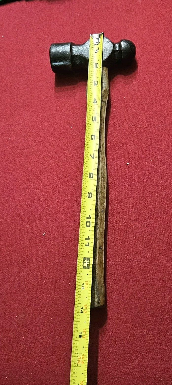 Vintage Ball Peen Hammer w/ Original Octagon 14″ Handle 32 OZ USA Machinist