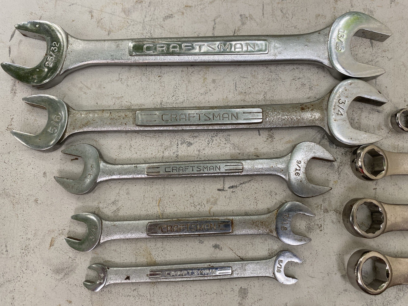 Craftsman Tools USA Lot Of 15 Assorted Wrenches Open Combination Box