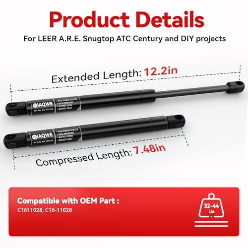 40Lbs Gas Struts – Replacement Shocks for Leer A.R.E Snugtop 12 Inch 40Lb/178N