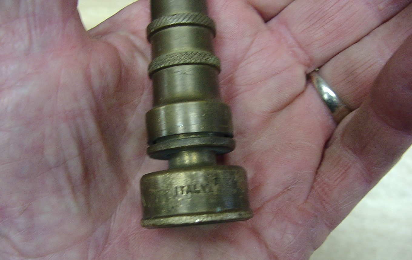 3 Vntg Brass Hose Nozzles,Incl. Gold Label, Champion Italy & Unbrandfed,VGC