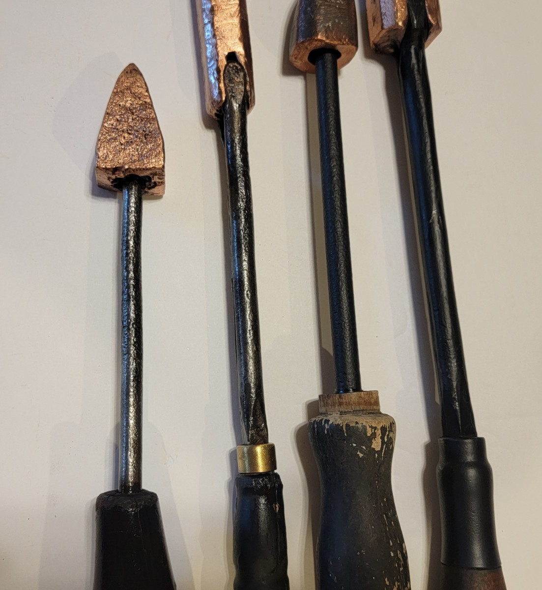 Antique or Vintage LOT of 4 Copper Head Tipped Soldering Irons Unbranded