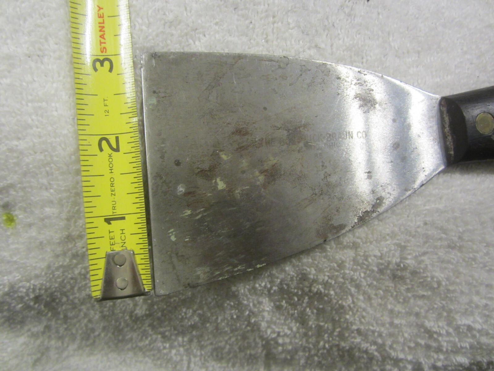 3″ ad Bostwick Braun Toledo ohio paint scraper tool VTG USA,wood handle rare