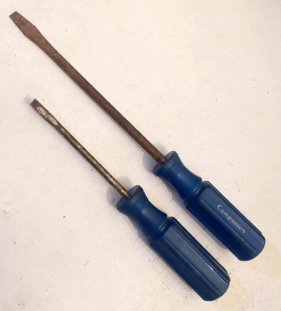 Vintage Sears Companion Brand Screwdriver LOT Blue Handle WF Western Forge