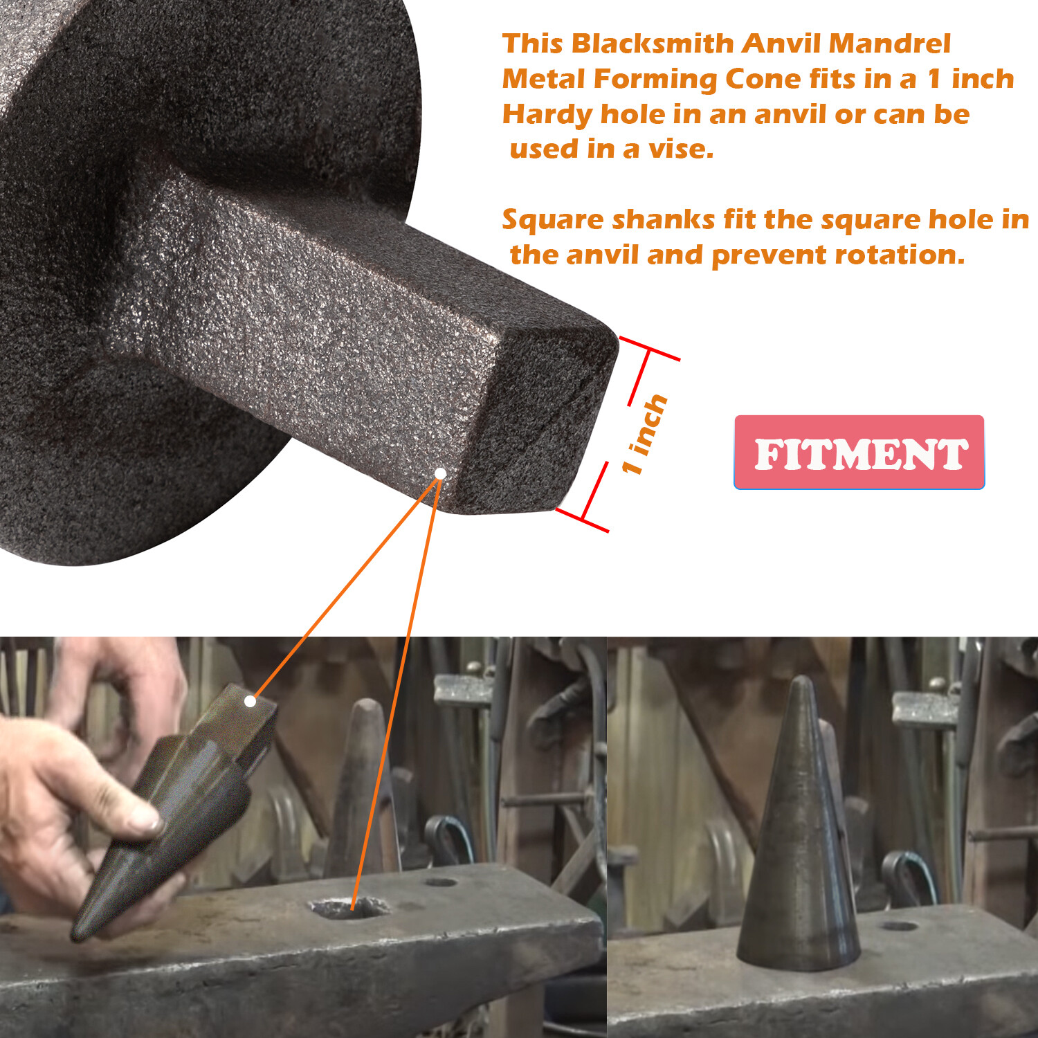 Blacksmith Anvil Mandrel Metal Forming Cone 1″ Hardy Tool