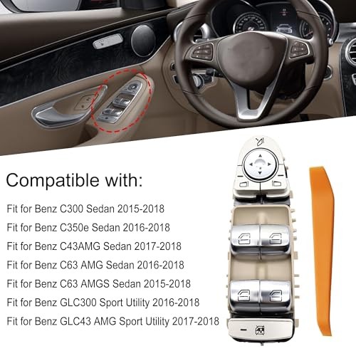 Master Power Window Switch Front Left Driver Side Fit for Mercedes-Benz Cream