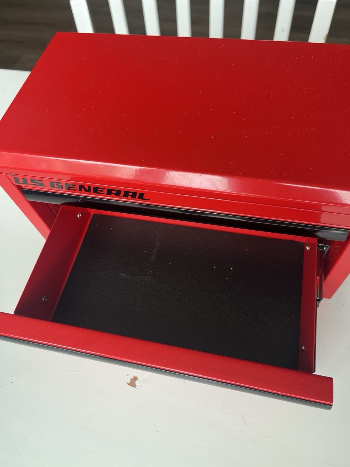 US General mini Red Metal Toolbox Tool Box Tabletop